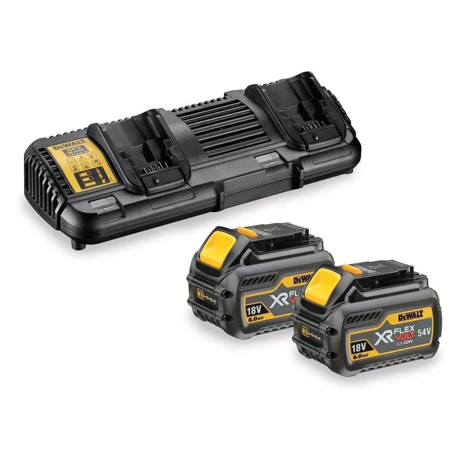 DeWALT DCB132T2 Starterset 2x DCB546 Accu 6.0Ah 54V XR FlexVolt + Dubbellader DCB132
