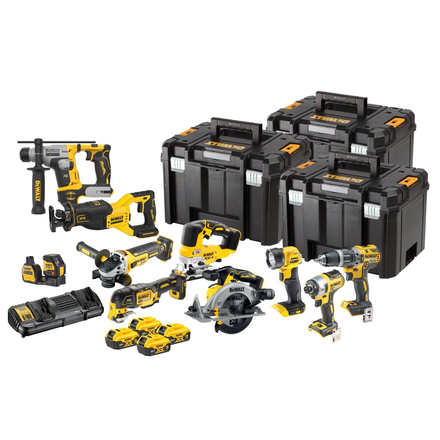 DeWALT DCK1012P4T Accu combiset 10-delig 18V XR 5.0Ah in TSTAK