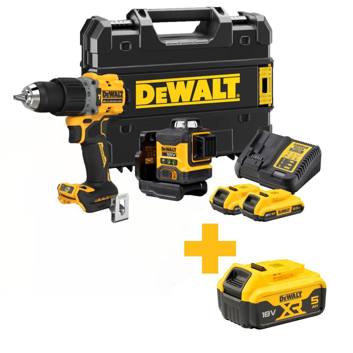 DeWALT DCK2095D2T Accu combiset 2-delig (DCLE34031 + DCD805) 18V XR 2.0Ah in TSTAK