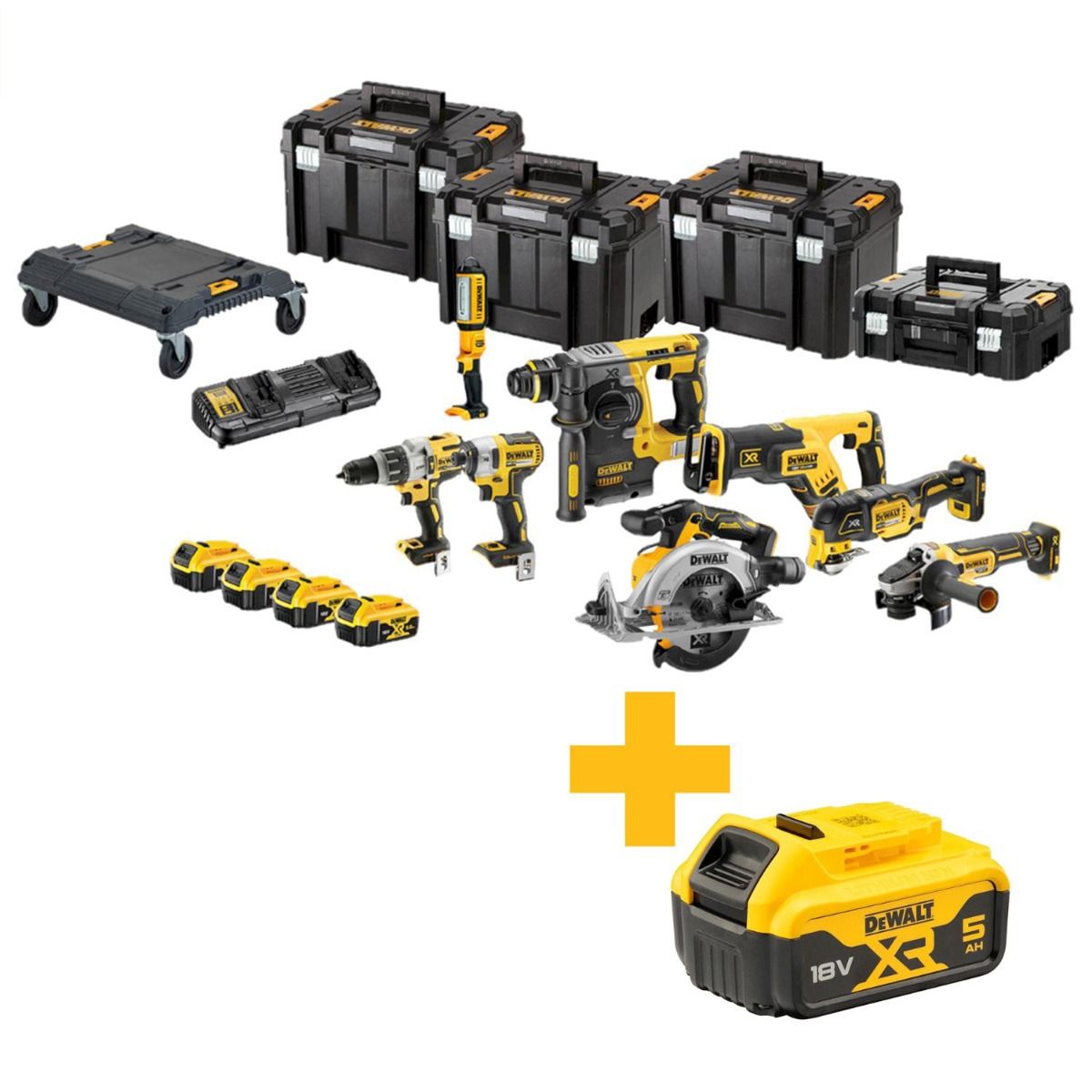 DeWALT DCK853P4T Accu combiset 8-delig 18V XR 5.0Ah in TSTAK