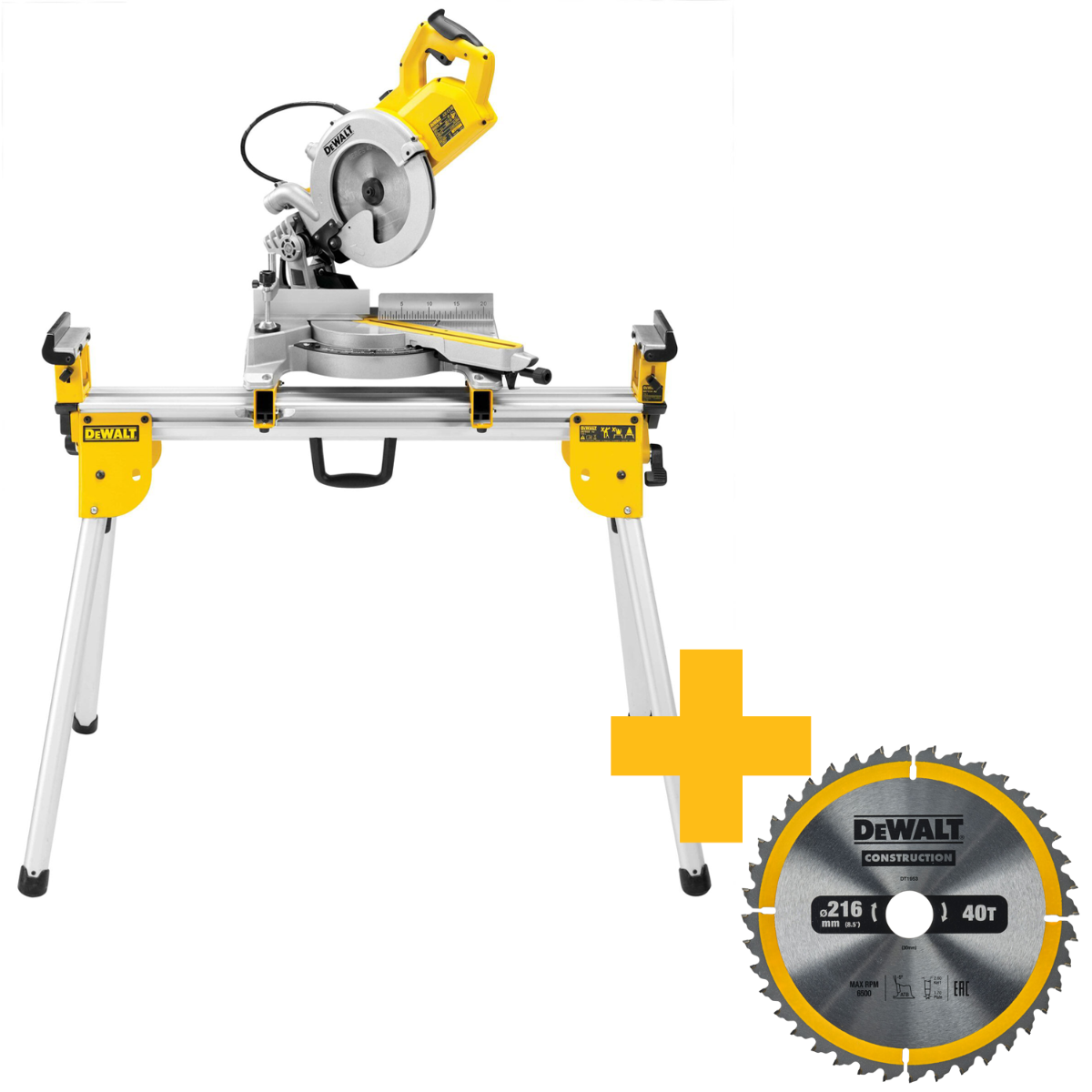 DeWALT DWS777SET Afkort-/Verstekzaag met XPS 216mm 1800W + DE7033 Onderstel