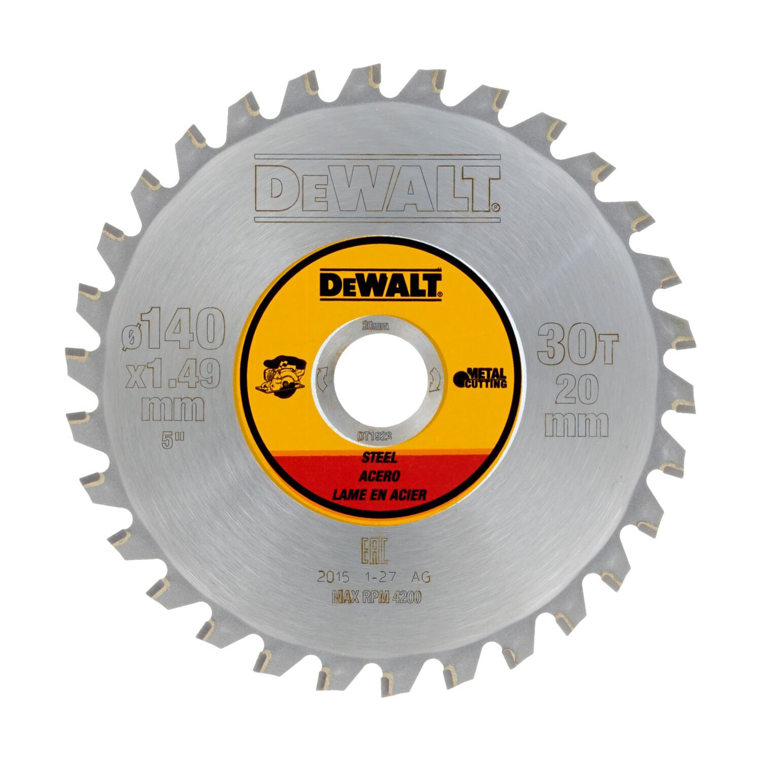 DeWALT Cirkelzaagblad voor Staal Ø 140mm Asgat 20mm 30T - DT1923-QZ