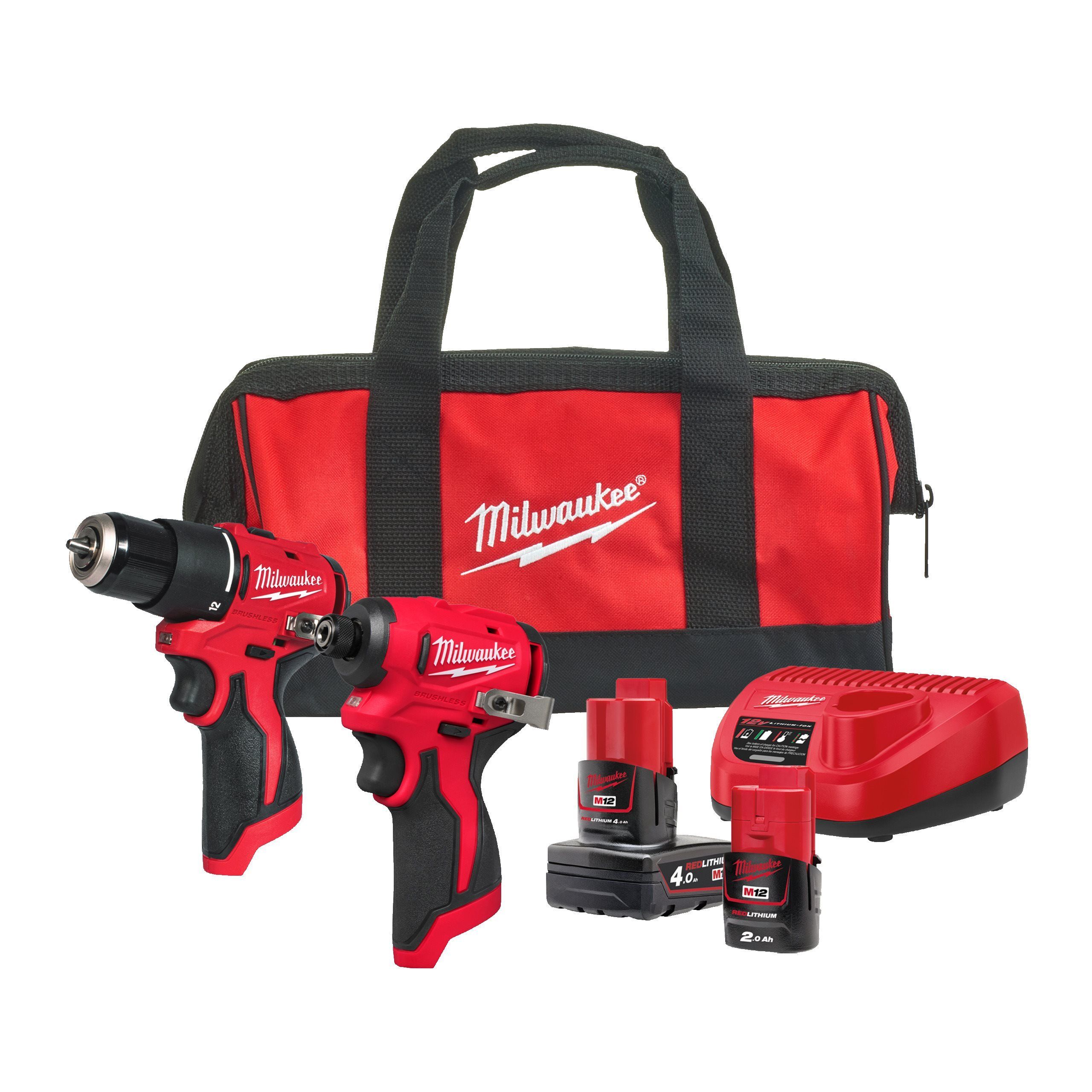 Milwaukee M12 BLPP2B-422B Accu combiset 2-delig (BLPDRC + BLIDRC) 12V 4.0Ah + 2.0Ah in tas - 4933500425