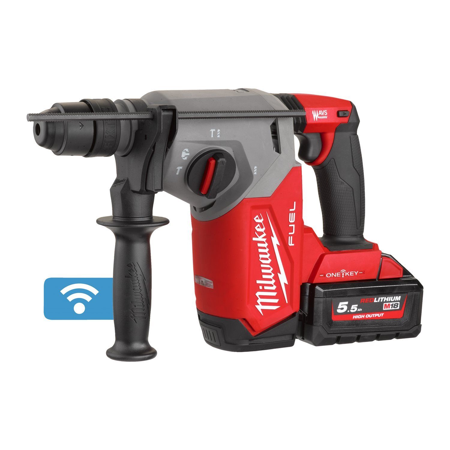 Milwaukee M18 FUEL™ ONEFHX-552X ONE-KEY™ Accu combihamer SDS-Plus 2,5J + snelwisselboorkop 18V 5.5Ah in HD-Box - 4933478504