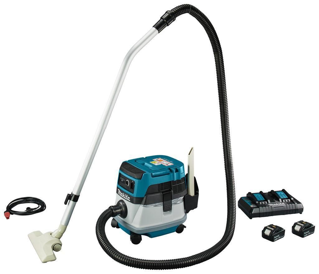Makita DVC860LPT2 Hybride Nat- en Droogstofzuiger 2x18V /230V 5.0Ah