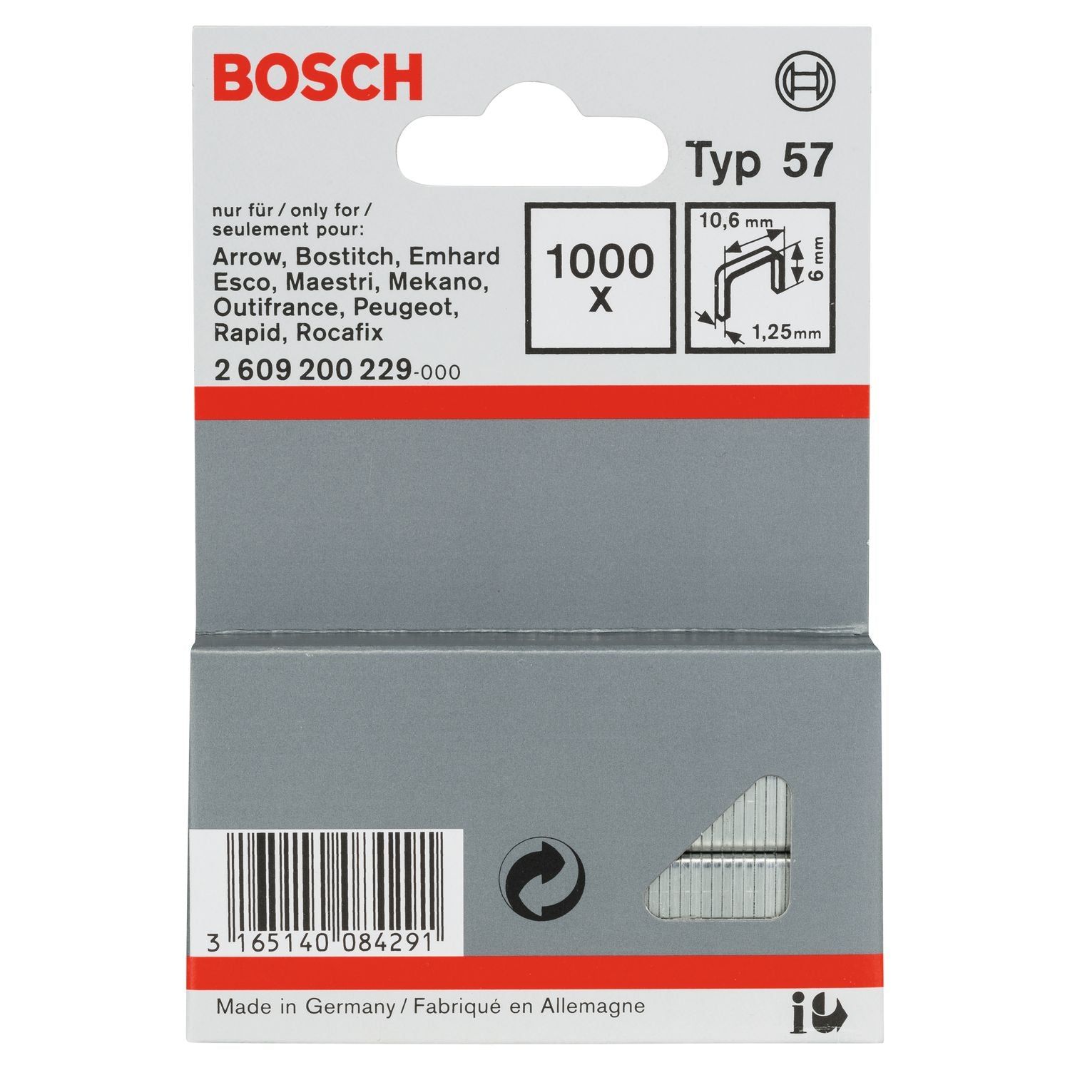 Bosch Professional Niet met platte draad 6mm type 57 VE=1000 - 2609200229
