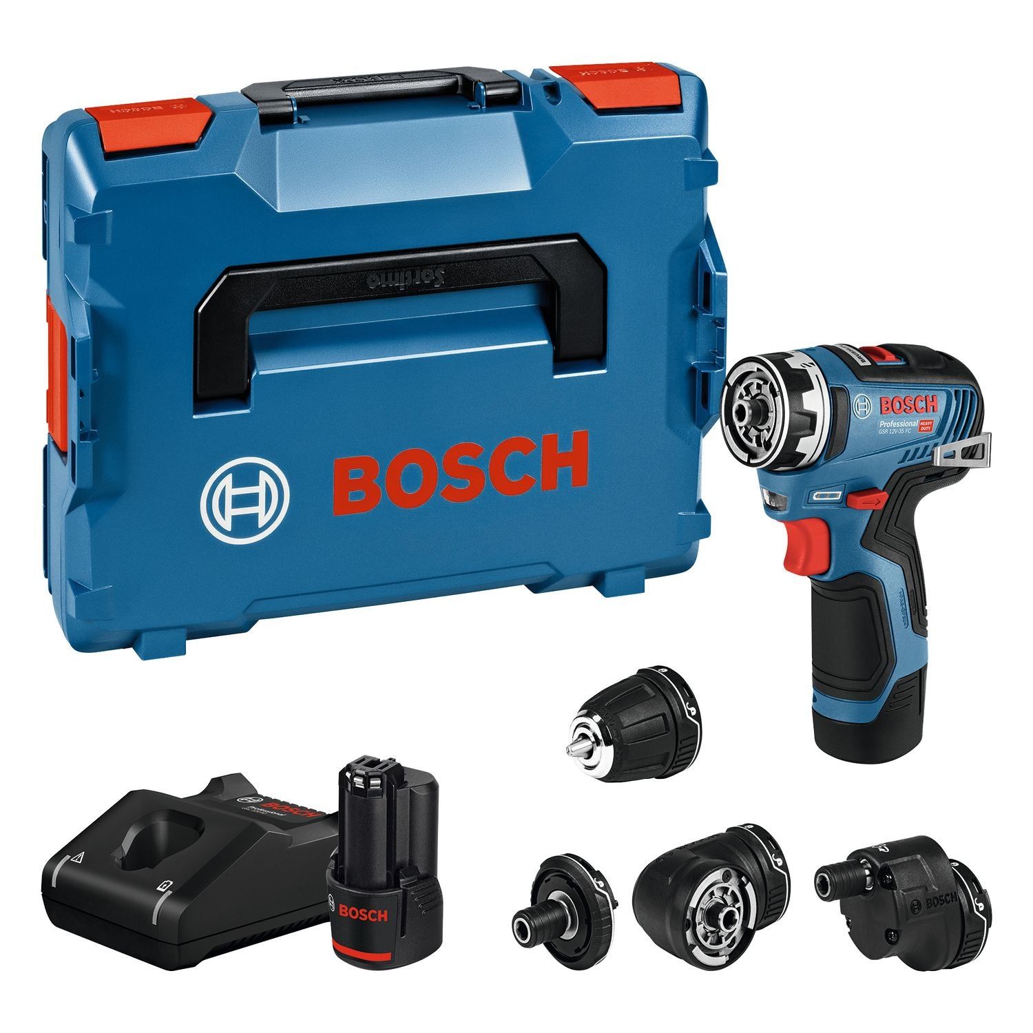 Bosch Professional GSR 12V-35 FC Accu Schroefboormachine FlexiClick 12V 3.0Ah + 4x Hulpstukken in L-Boxx - 06019H3000