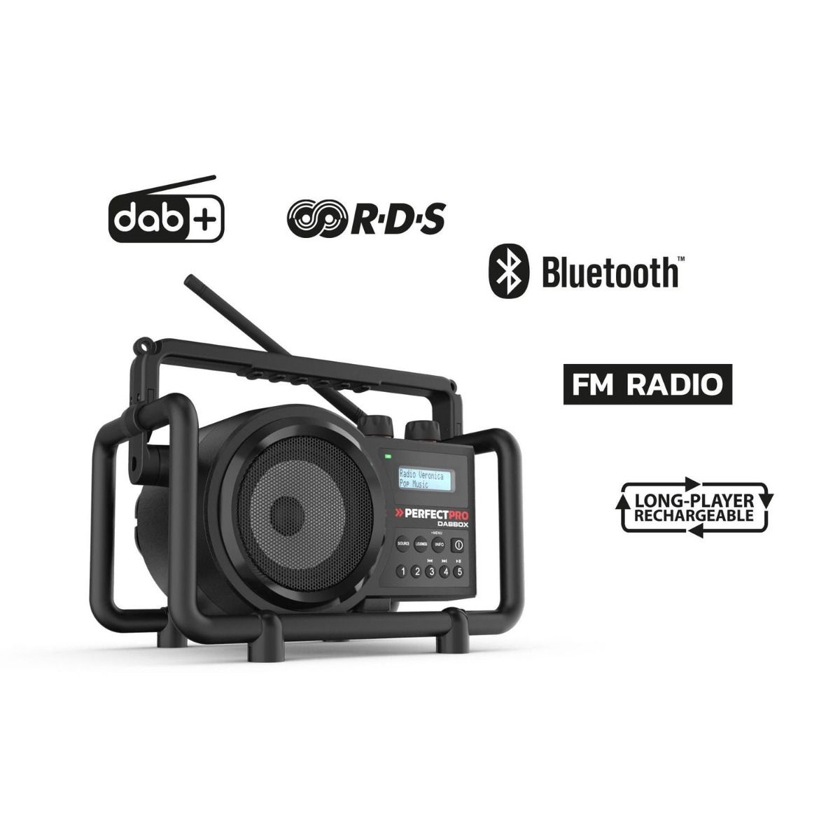 Perfectpro DBX3 DABBOX Bouwradio DAB+ FM Bluetooth Oplaadbaar