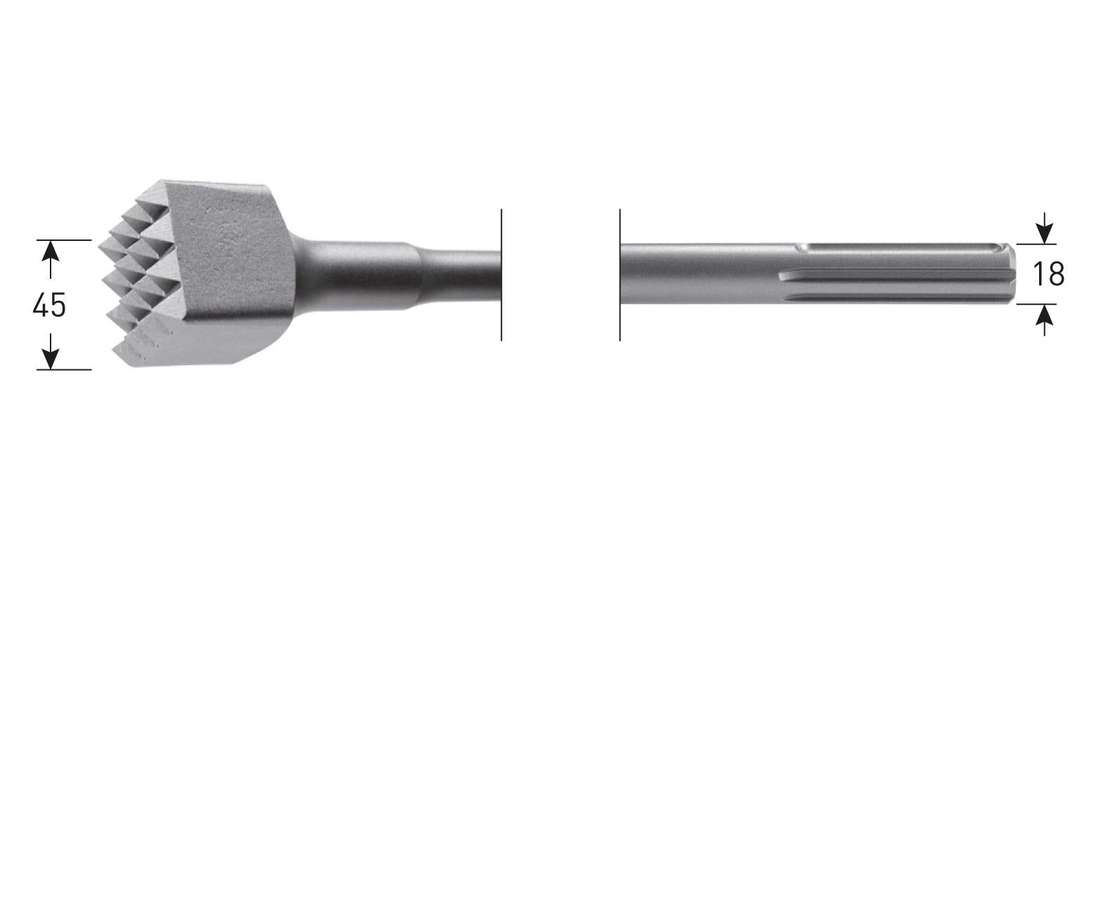 Rotec SDS-Max Bouchardeerbeitel 45 x 45 mm 16T - 215.1080