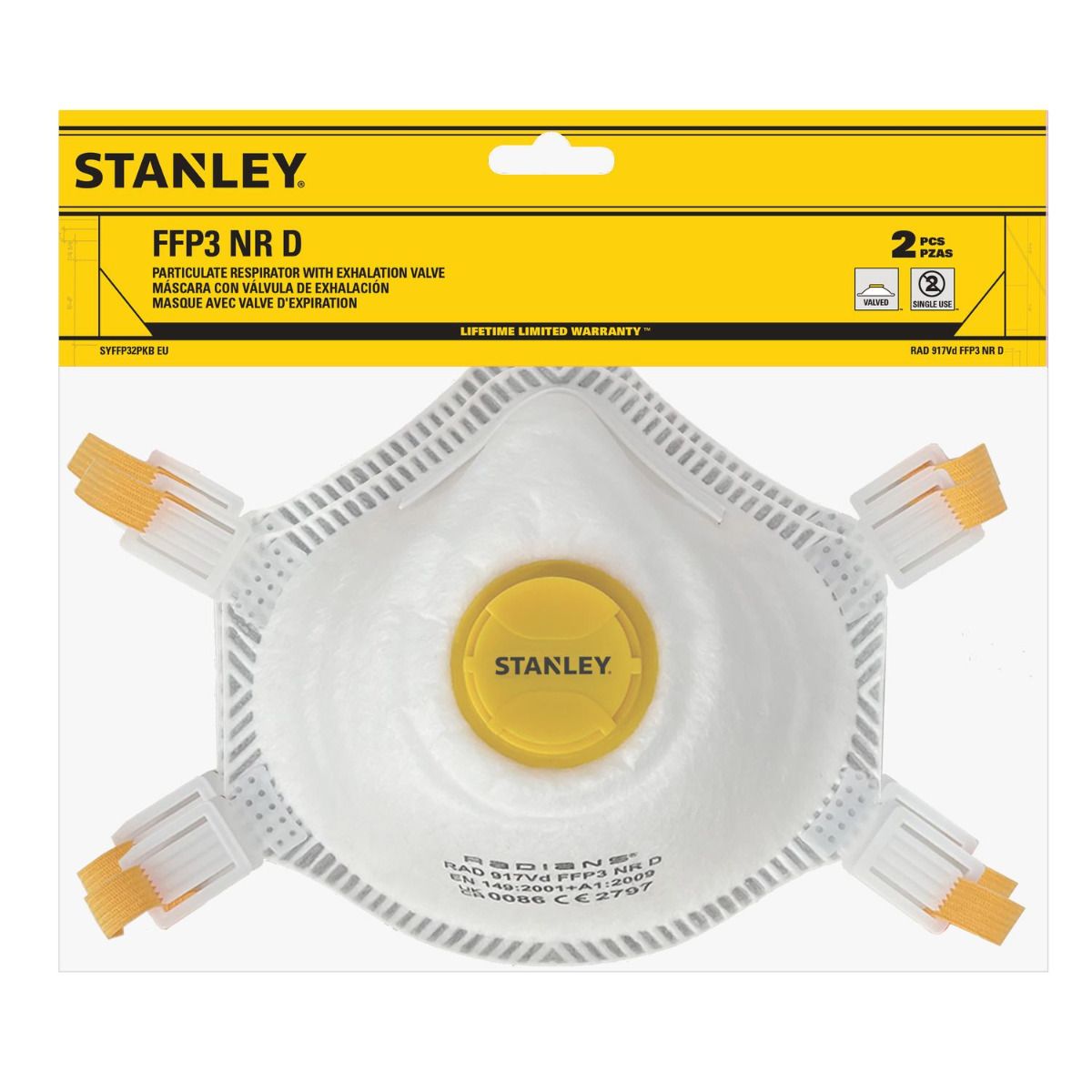 Stanley SYFFP32 Stofmasker met ventiel - FFP3 - 2 stuks