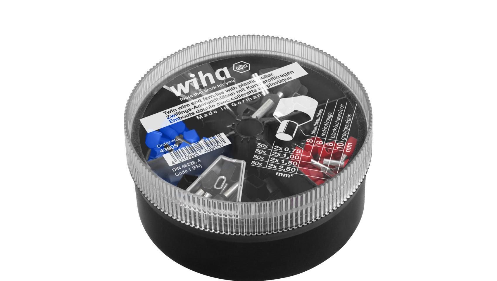 Wiha Tweeling-adereindhulzen met kunststof kraag, 2 x 0,75 - 2 x 2,50 mm² kleurcode 1 (FR) VE=200 - C001A200