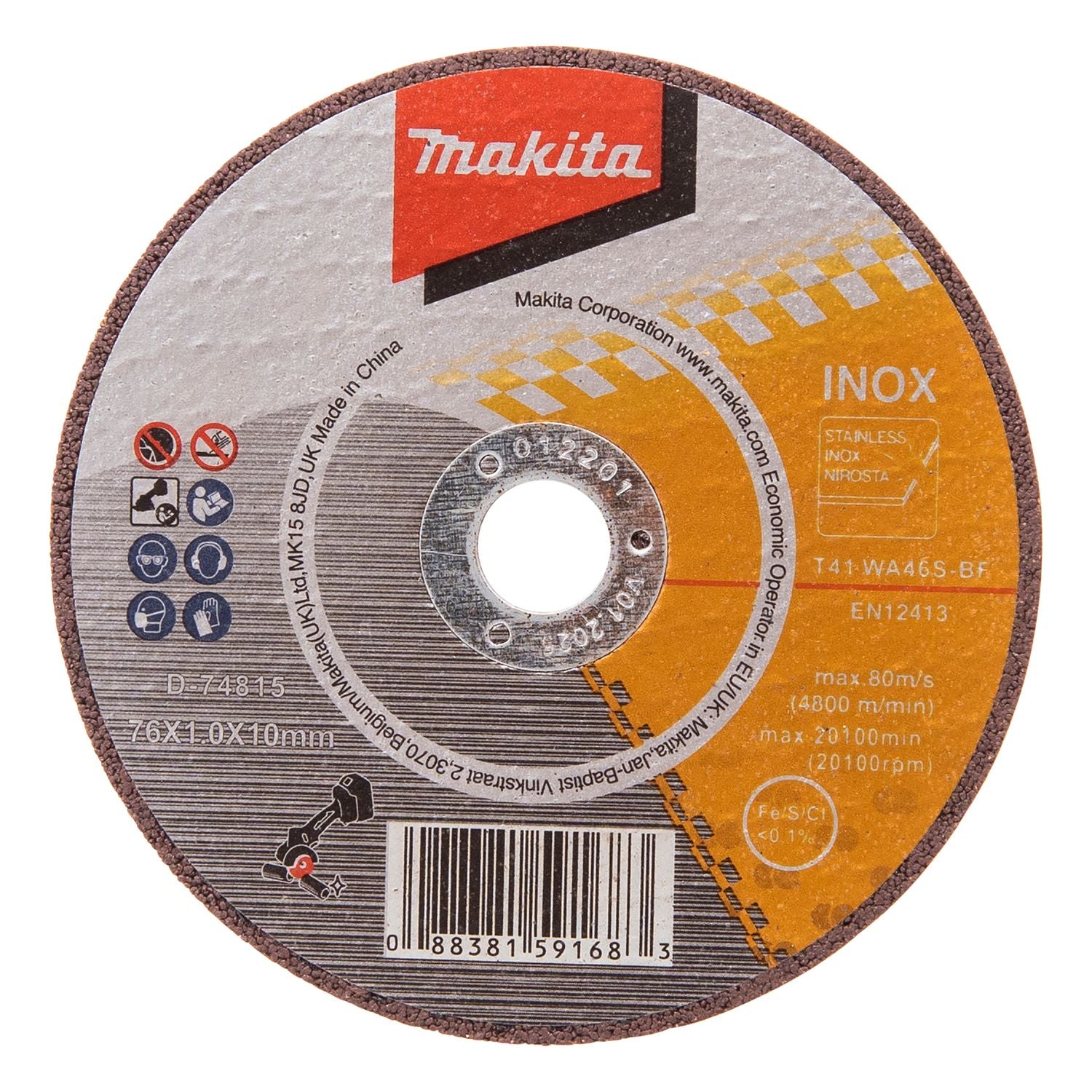 Makita D-74815-5 Doorslijpschijf RVS 76 mm VE=5 afbeelding 1