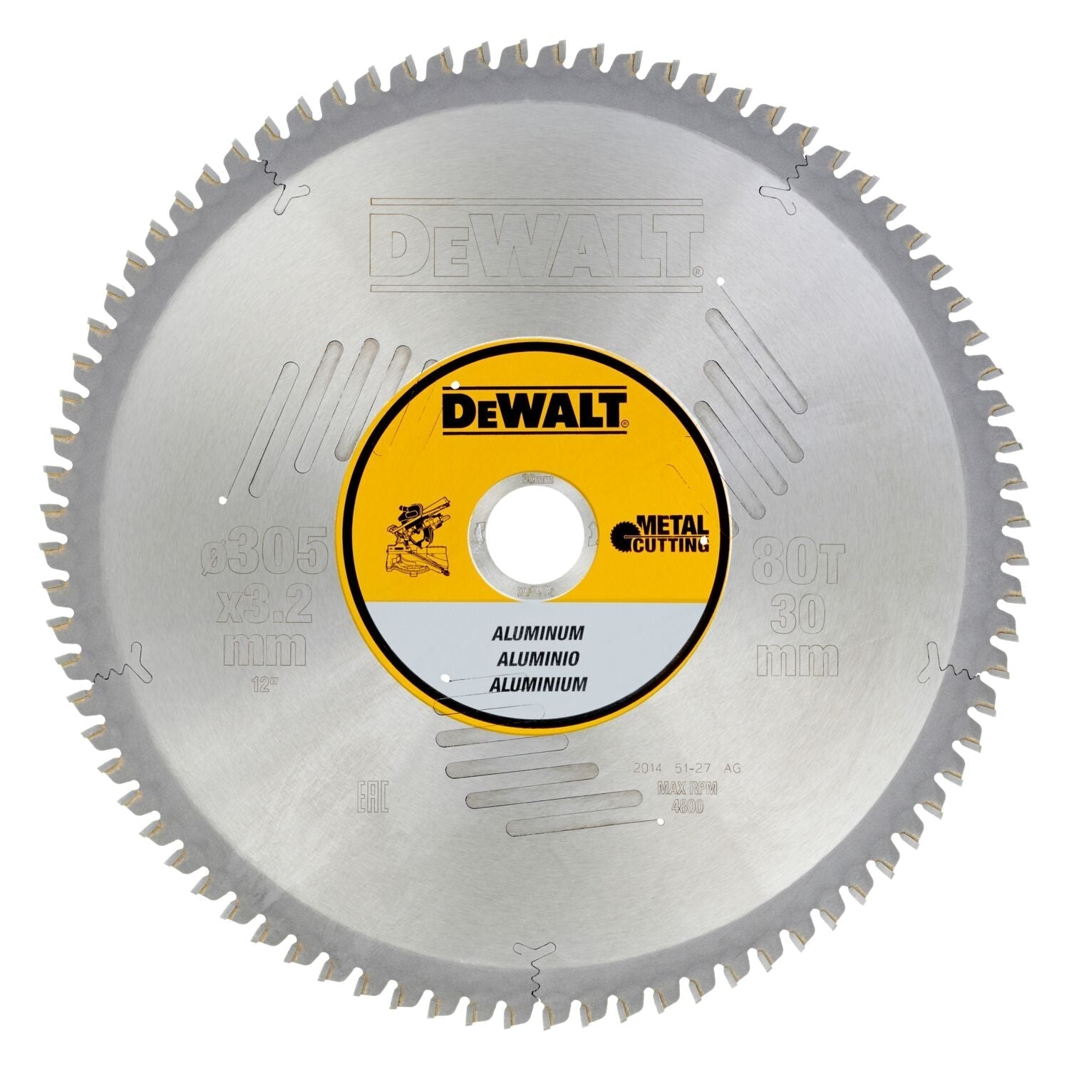 DeWALT Cirkelzaagblad voor Aluminium | Ø 305mm Asgat 30mm 80T - DT1916-QZ afbeelding 1