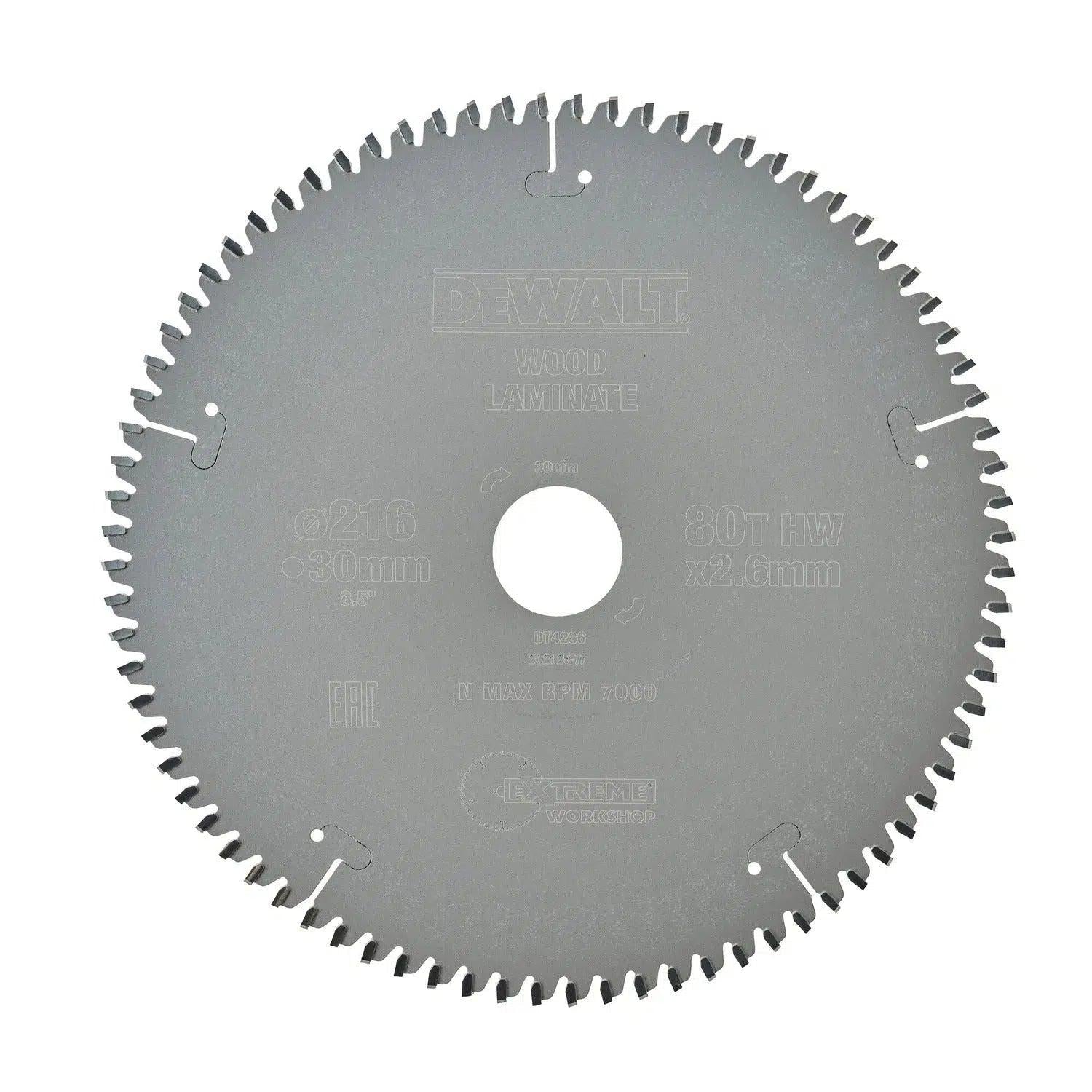 DeWALT Cirkelzaagblad voor Hout | Extreme | Ø 216mm Asgat 30mm 80T - DT4286-QZ