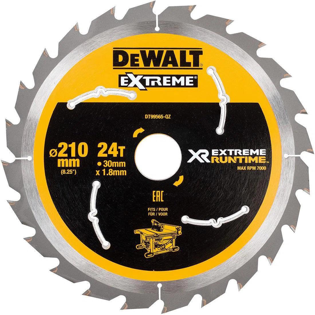 DeWALT Cirkelzaagblad voor Hout | Extreme Runtime | Ø 210mm Asgat 30mm 24T - DT99565-QZ