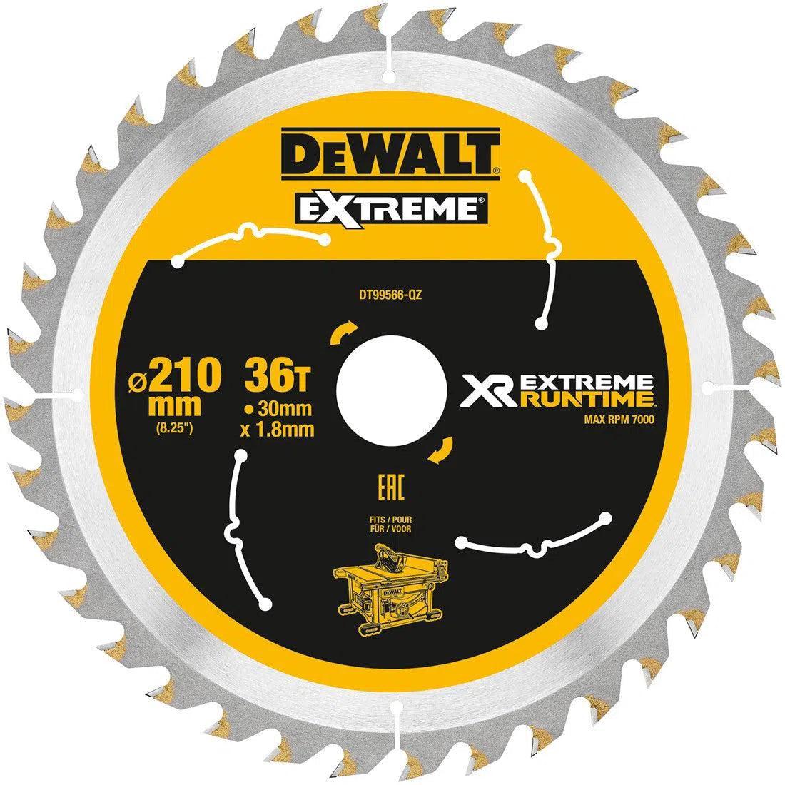 DeWALT Cirkelzaagblad voor Hout | Extreme Runtime | Ø 210mm Asgat 30mm 36T - DT99566-QZ