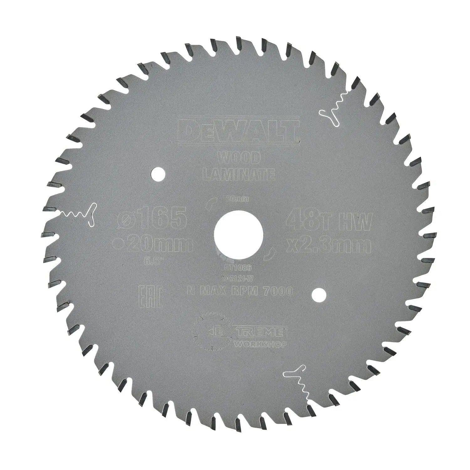 DeWALT Cirkelzaagblad voor Laminaat | Extreme | Ø 165mm Asgat 20mm 48T - DT1086-QZ