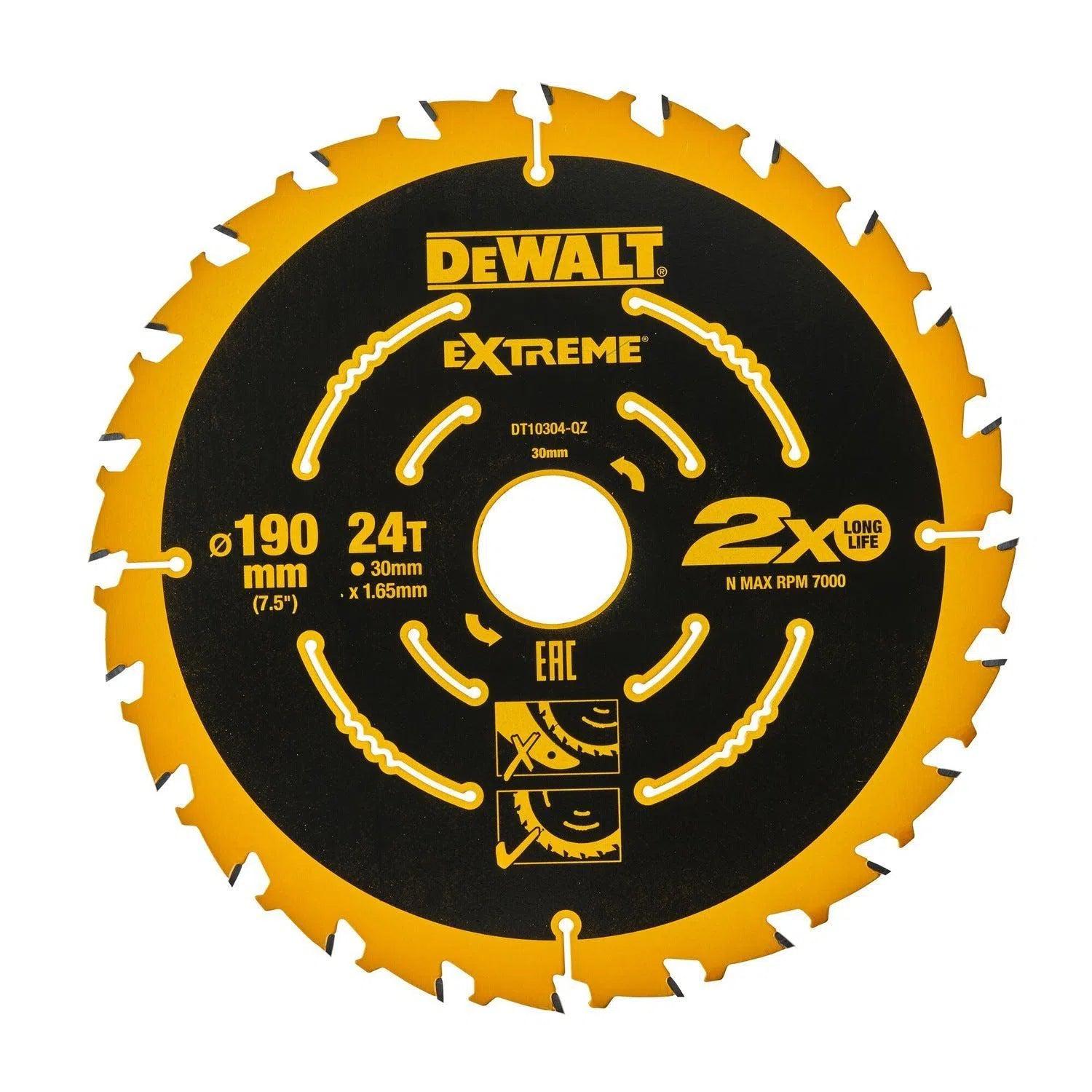 DeWALT Cirkelzaagblad voor Multimaterial | Extreme | Ø 190mm Asgat 30mm 24T - DT10304-QZ