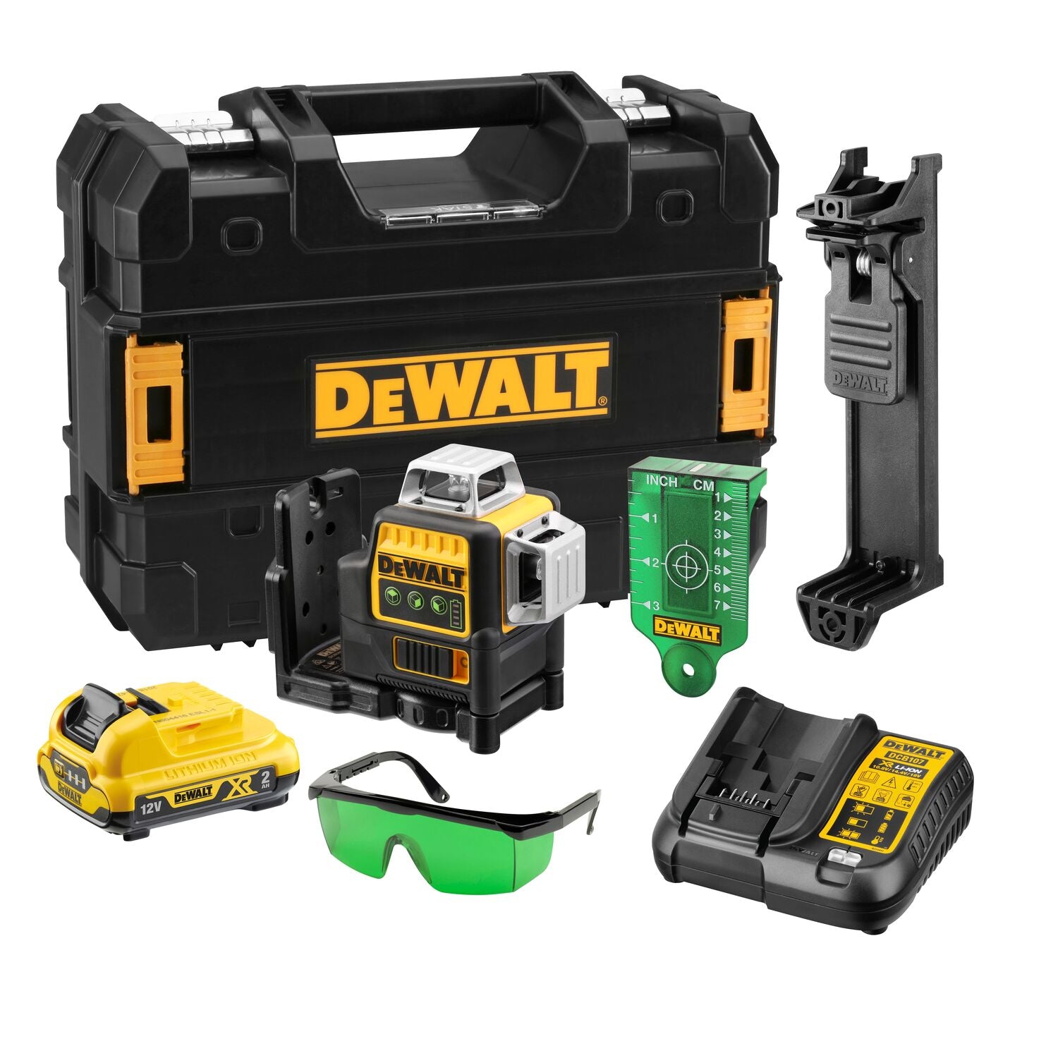 DeWALT DCE089D1G Zelfnivellerende accu kruislijnlaser 3x 360˚ groen 12V XR 2.0Ah in TSTAK