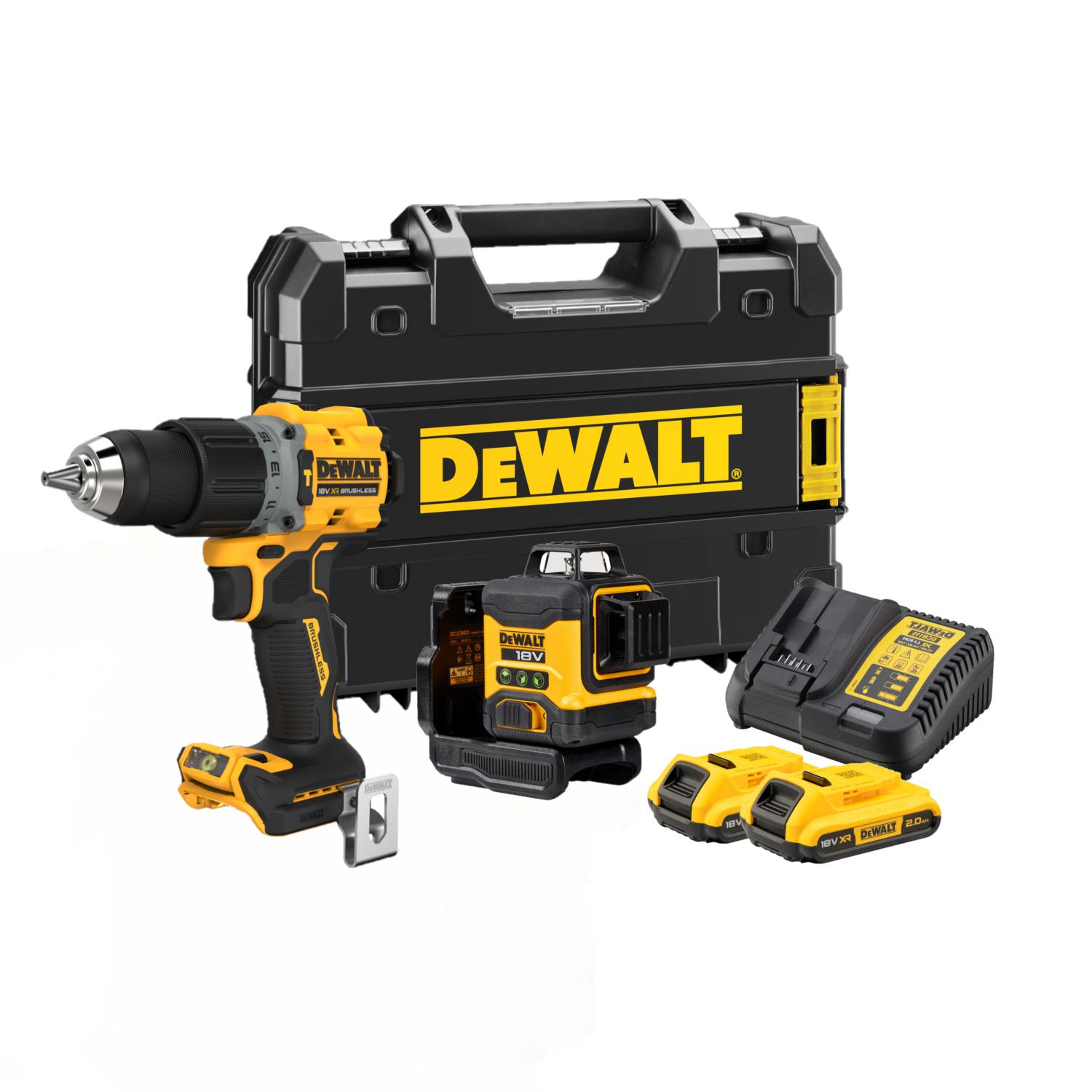 DeWALT DCK2095D2T Accu combiset 2-delig (DCLE34031 + DCD805) 18V XR 2.0Ah in TSTAK afbeelding