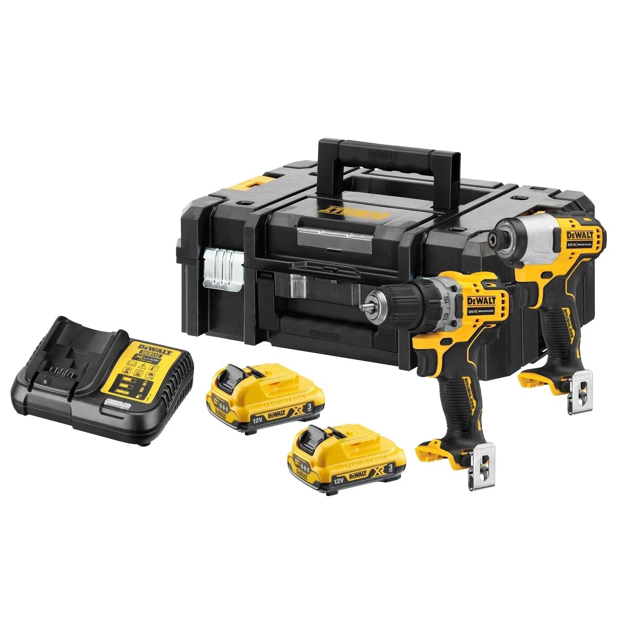 DeWALT DCK2110L2T Accu combiset 2-delig (DCD710 + DCF815) 12V XR 3.0Ah in TSTAK afbeelding 1