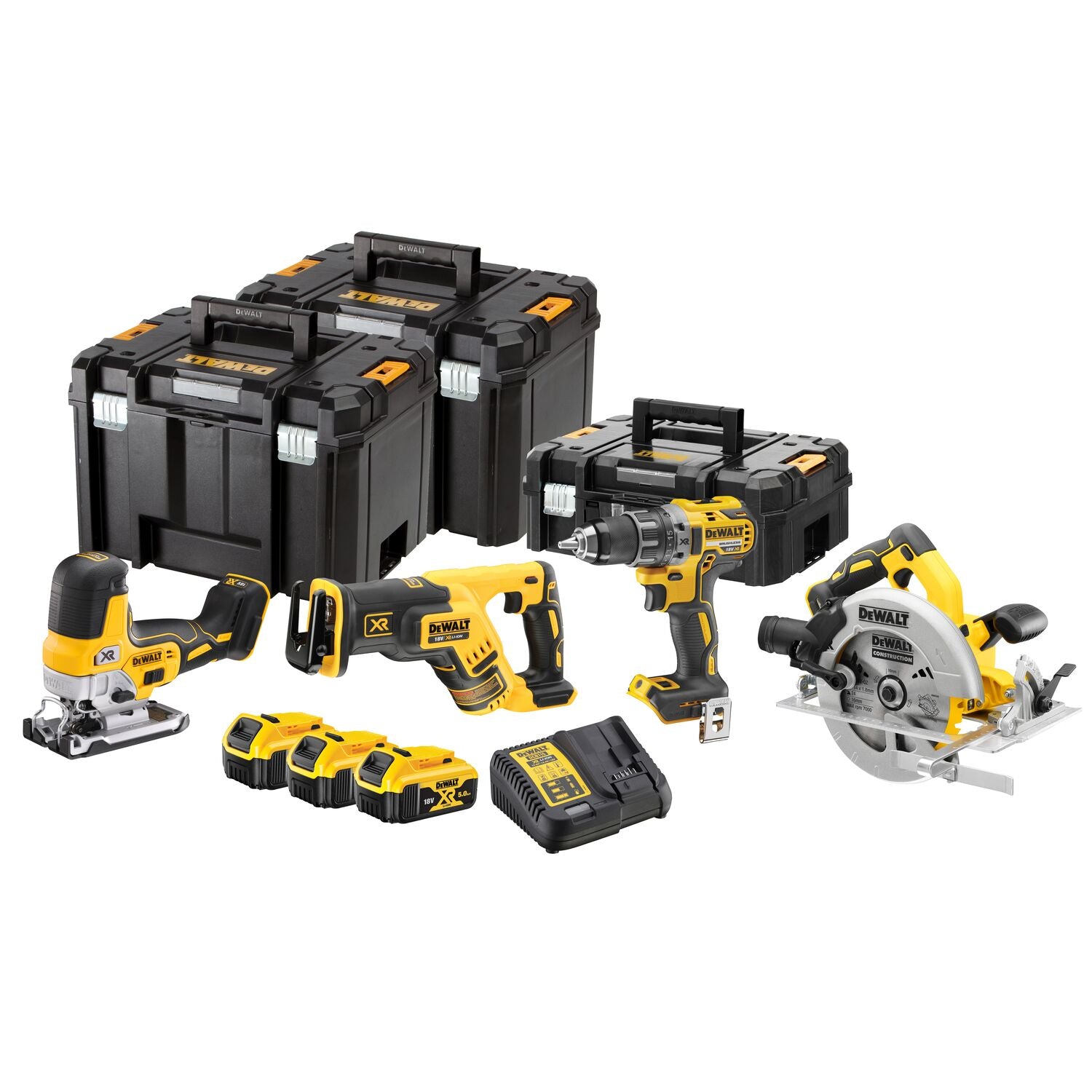 DeWALT DCK480P3T Accu combiset 4-delig 18V XR 5.0Ah in TSTAK afbeelding 1