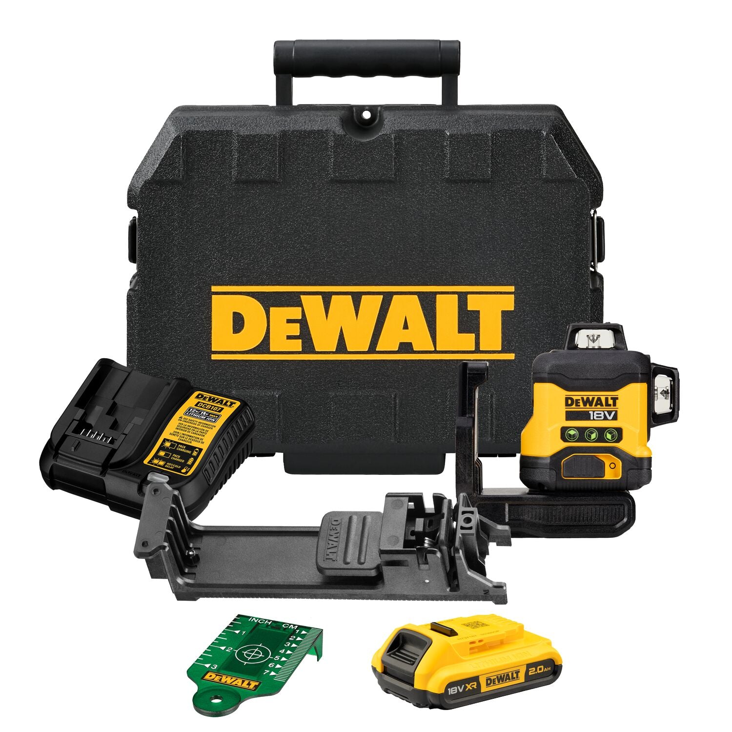 DeWALT DCLE34031D1 3x360° Compacte kruislijnlaser groen 18V XR 2.0Ah in koffer