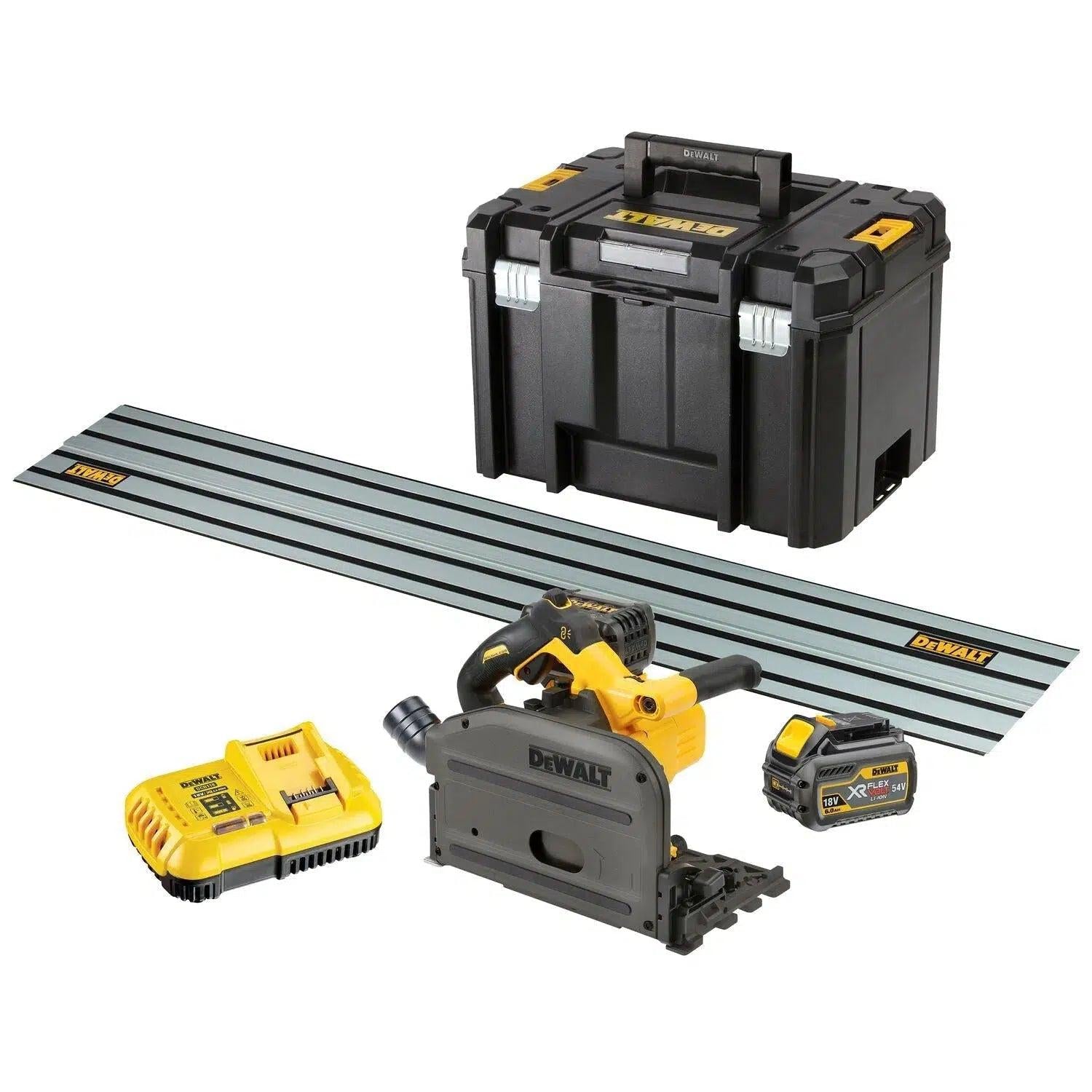 DeWALT DCS520T2R Accu Invalzaag 165mm 54V XR FlexVolt 6.0Ah in TSTAK + geleiderail DWS5022