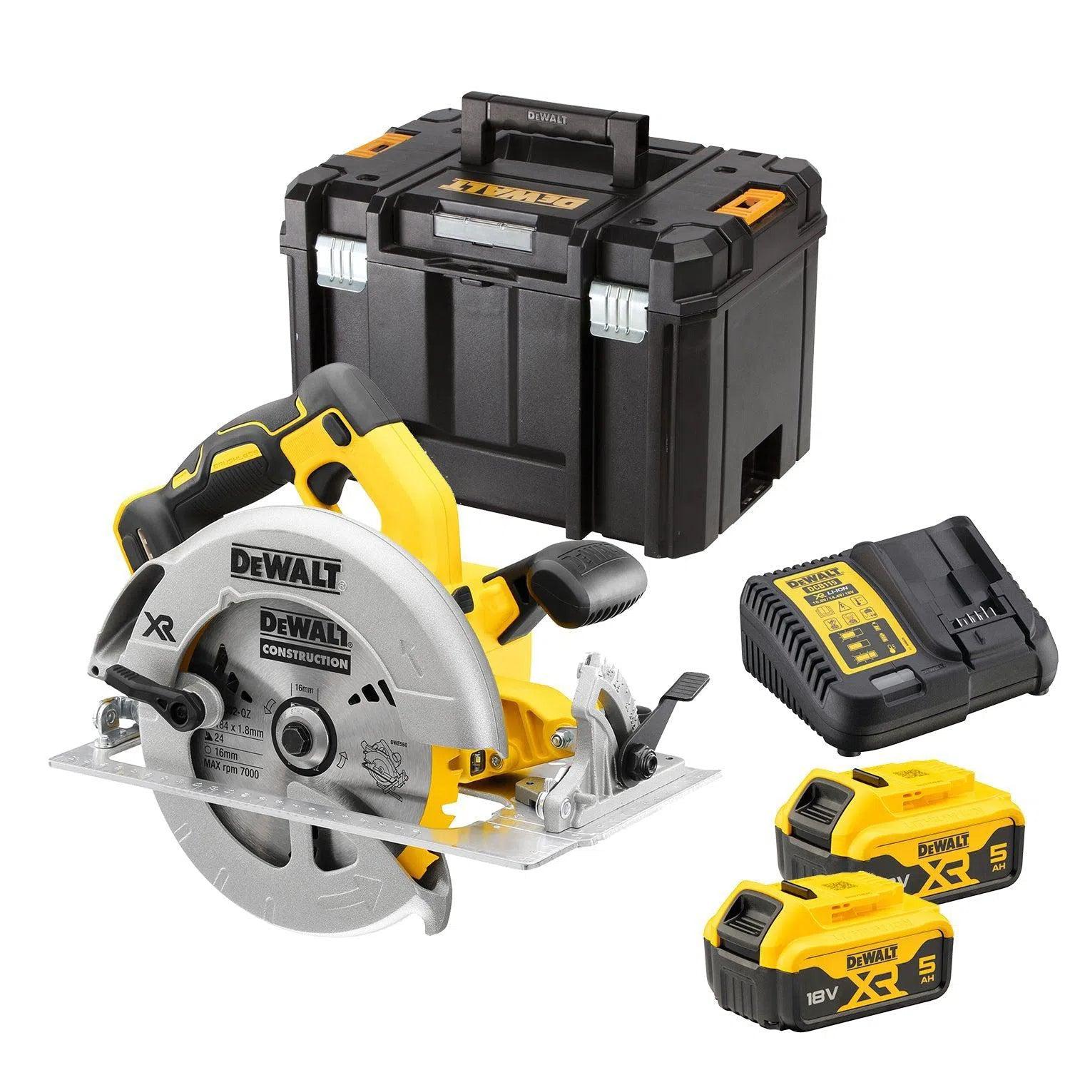 DeWALT DCS570P2 Accu cirkelzaag 184mm 18V XR 5.0Ah in TSTAK