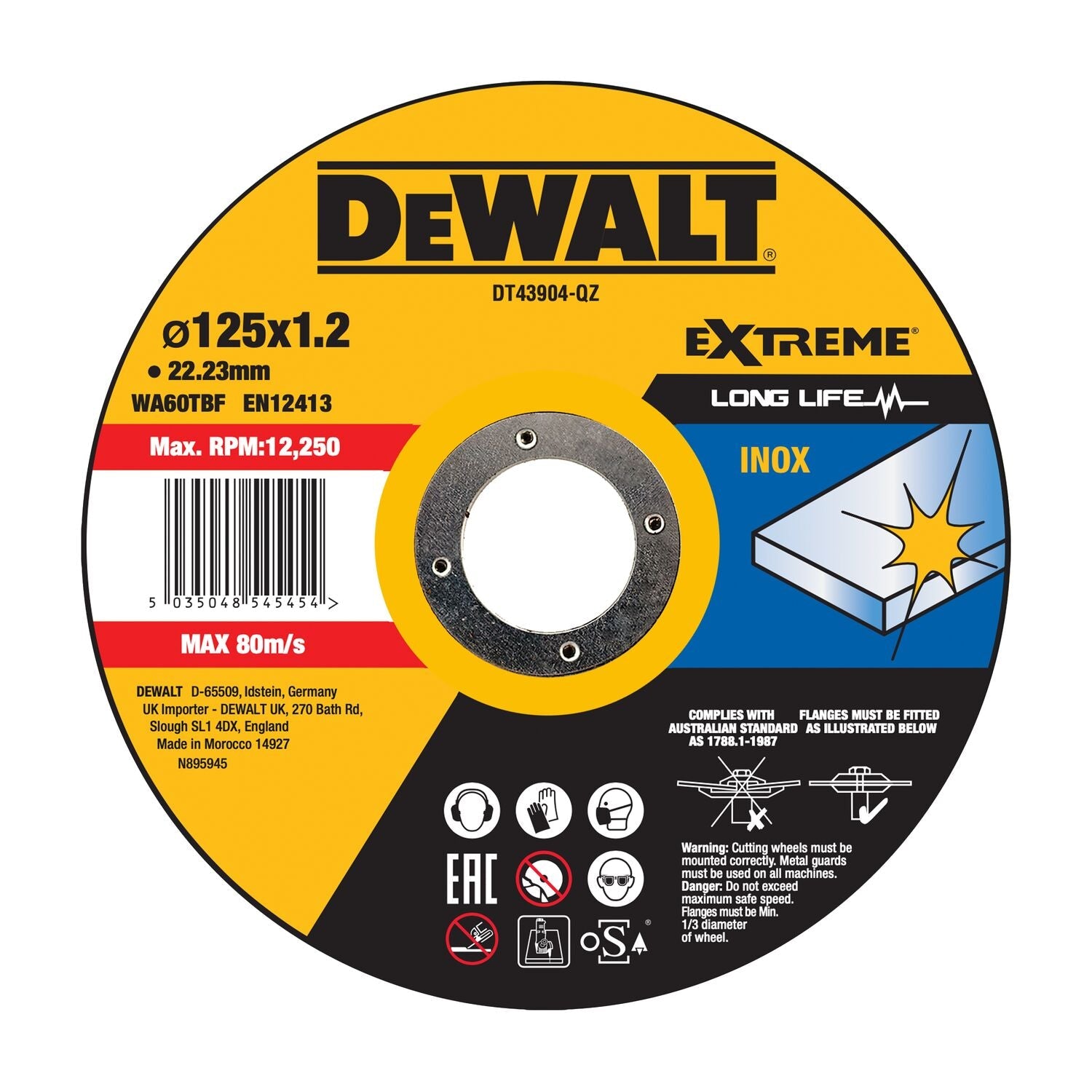 DeWALT DT43904 Doorslijpschijf RVS 125mm