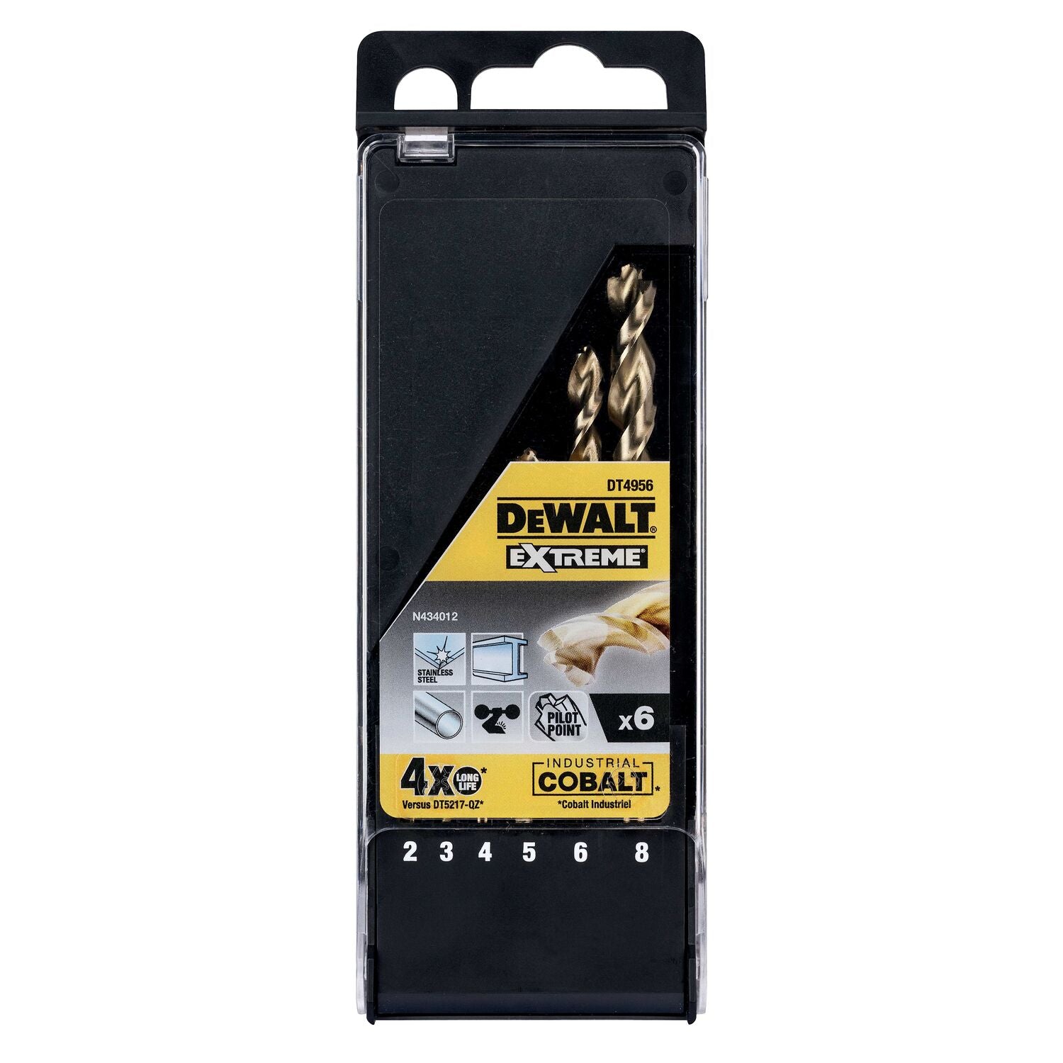 DeWALT DT4956 6-delige set Industrial Cobalt Boren HSS 2, 3, 4, 5, 6, 8 mm afbeelding 1