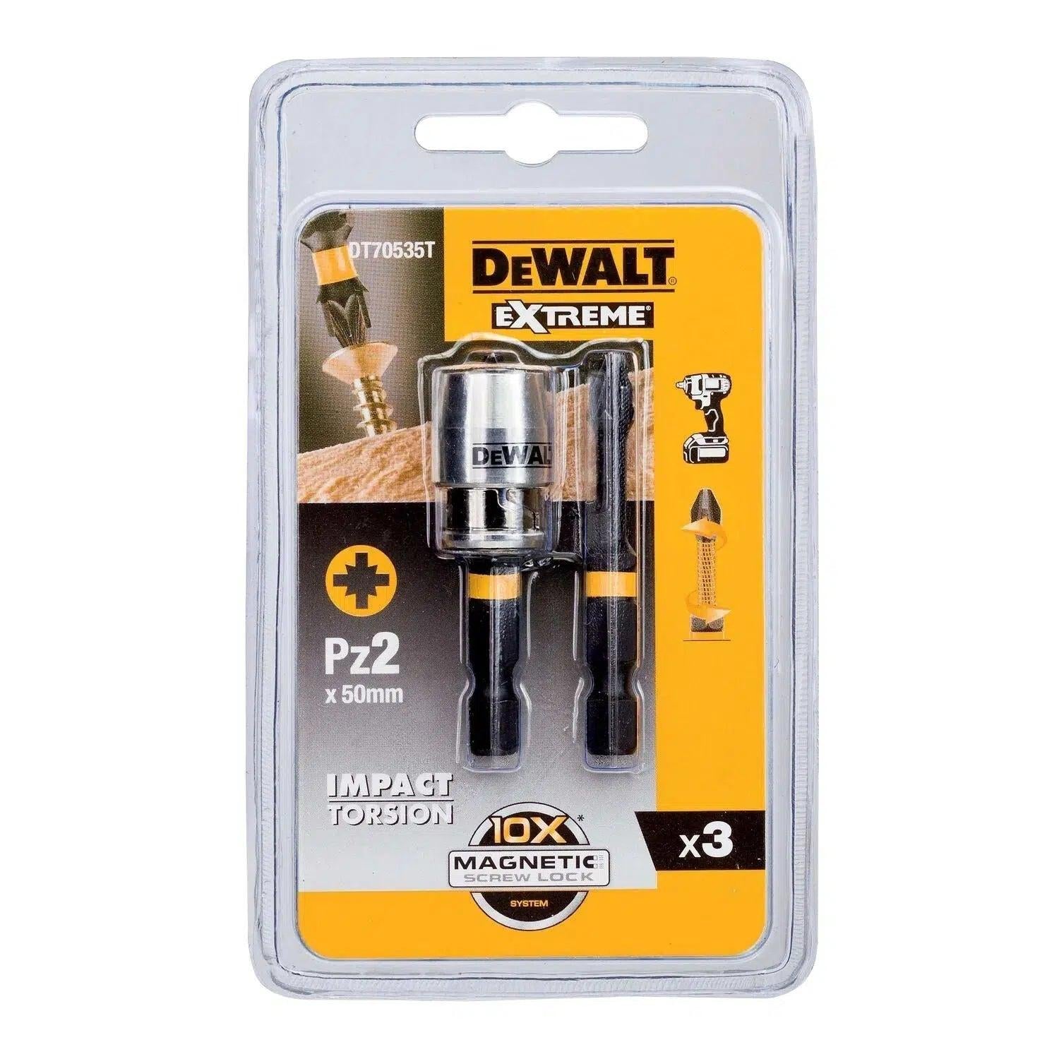 DeWALT DT70535T Extreme Impact Torsion Schroefbits PZ2 50mm + MagLock Bithouder