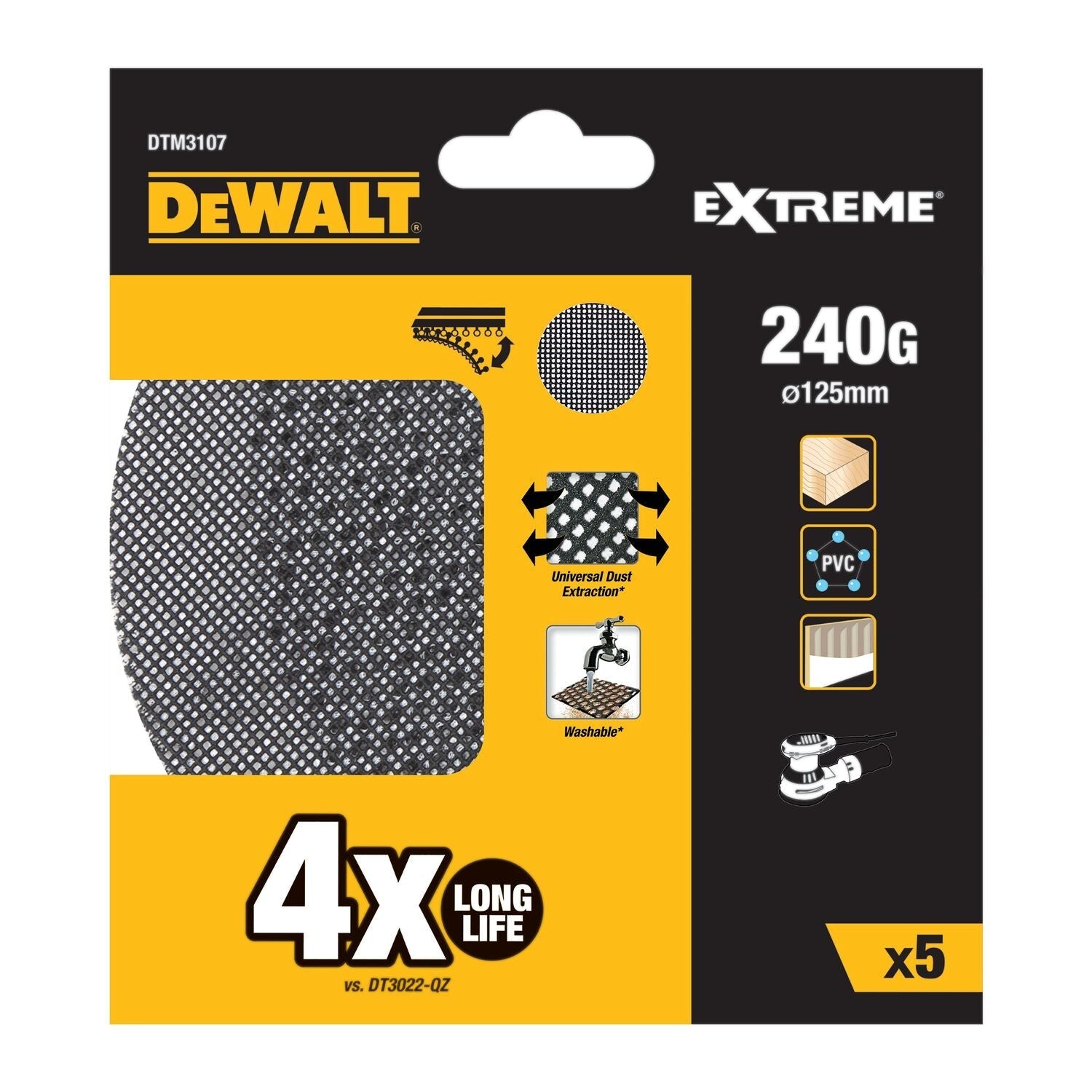 DeWALT DTM3107 Mesh Schuurgaas ø 125mm K240 VE=5 afbeelding 1