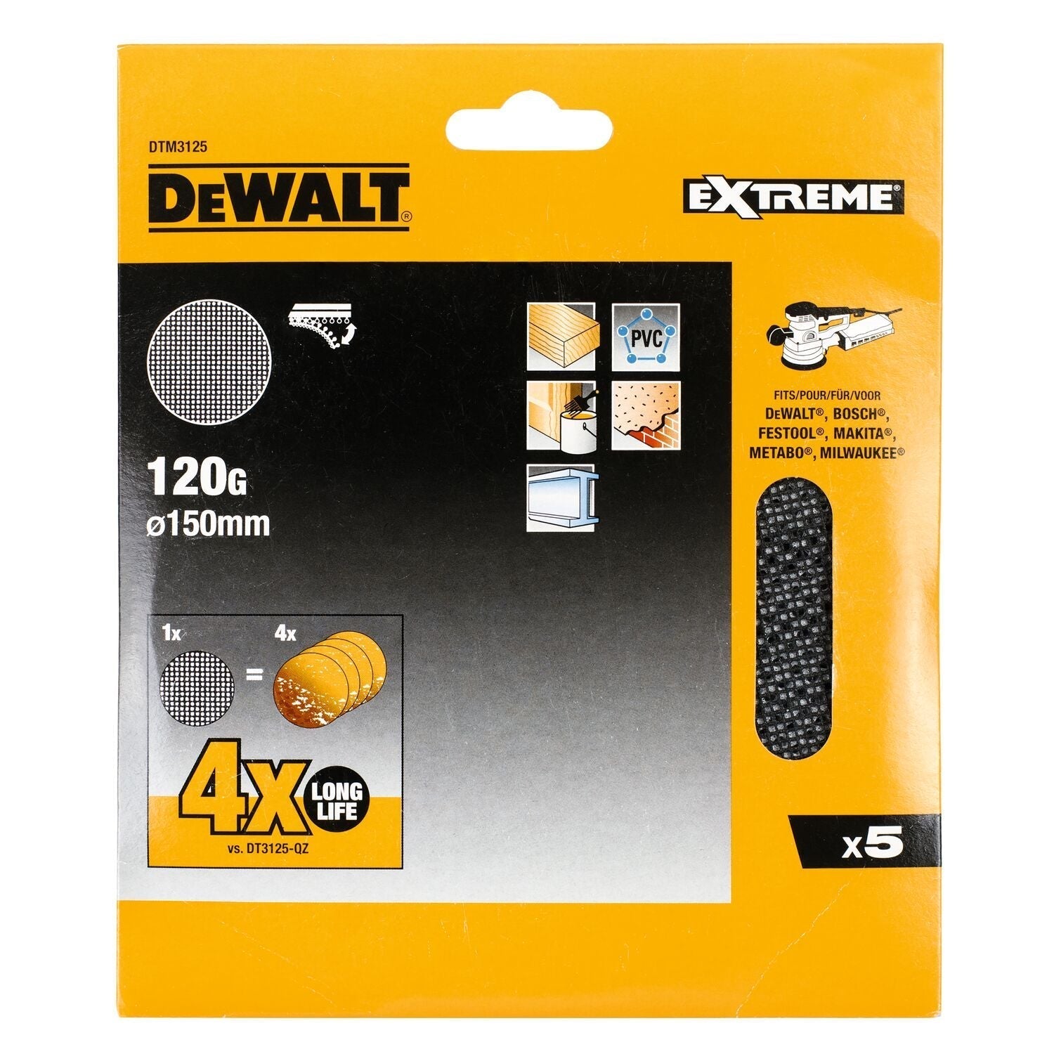 DeWALT DTM3125 Mesh Schuurgaas ø 150mm K120 VE=5 afbeelding 1