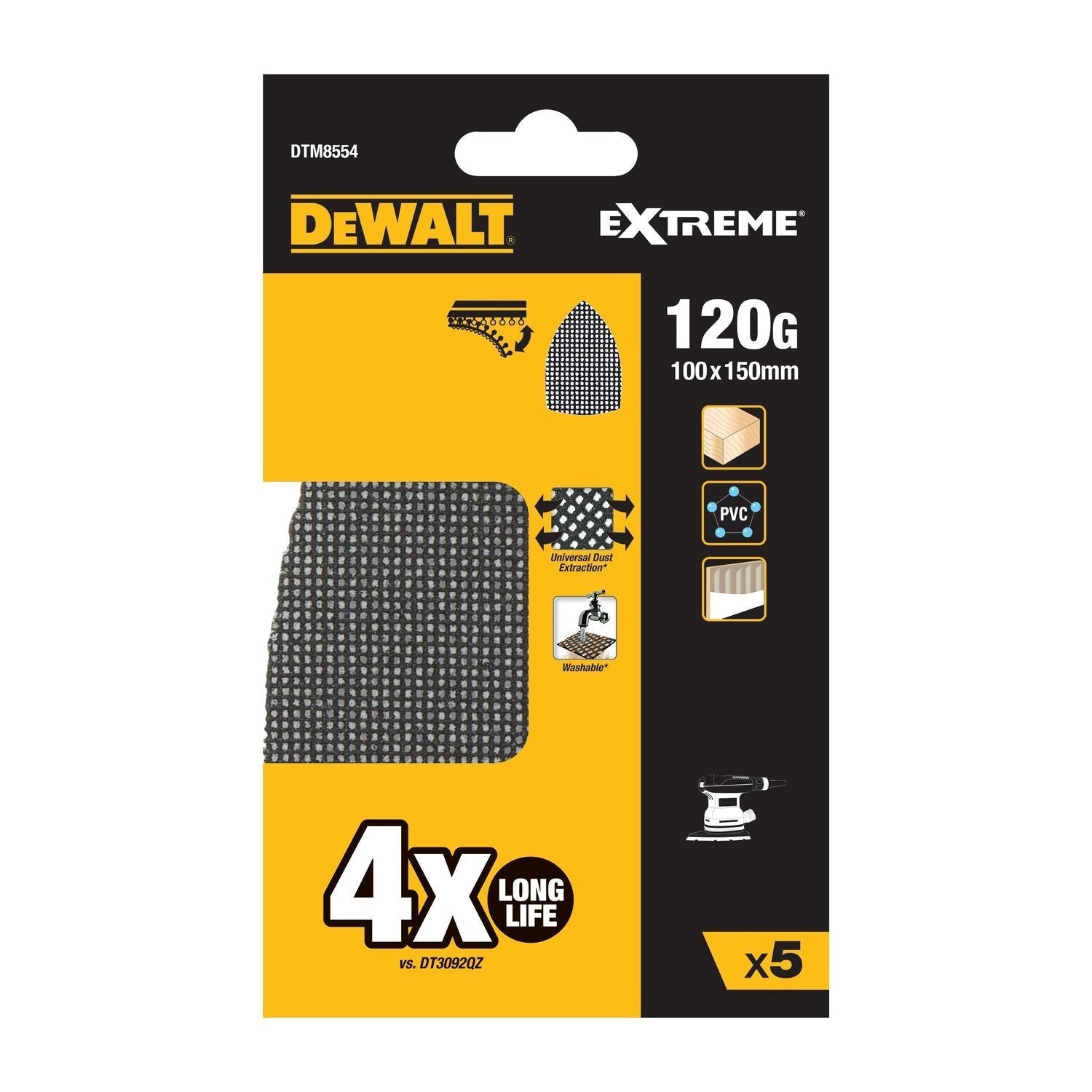 DeWALT DTM8554 Mesh Schuurgaas Delta 100x150mm K120 VE=5 afbeelding 1