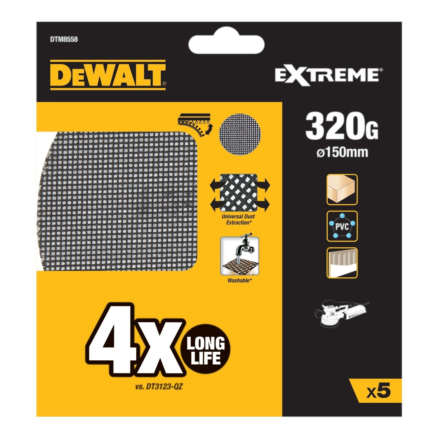 DeWALT DTM8558 Mesh Schuurgaas ø 150mm K320 VE=5 afbeelding 1