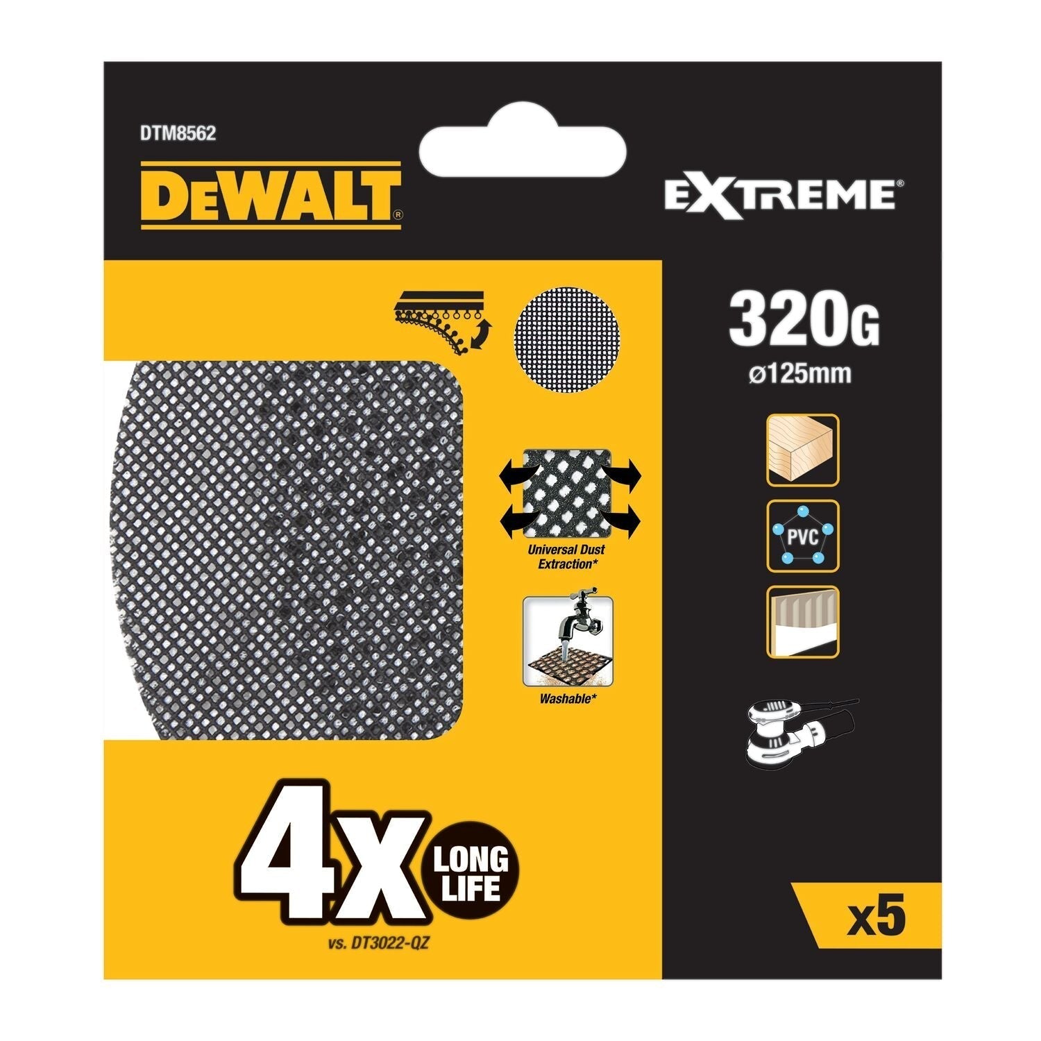 DeWALT DTM8562 Mesh Schuurgaas ø 125mm K320 VE=5 afbeelding 1