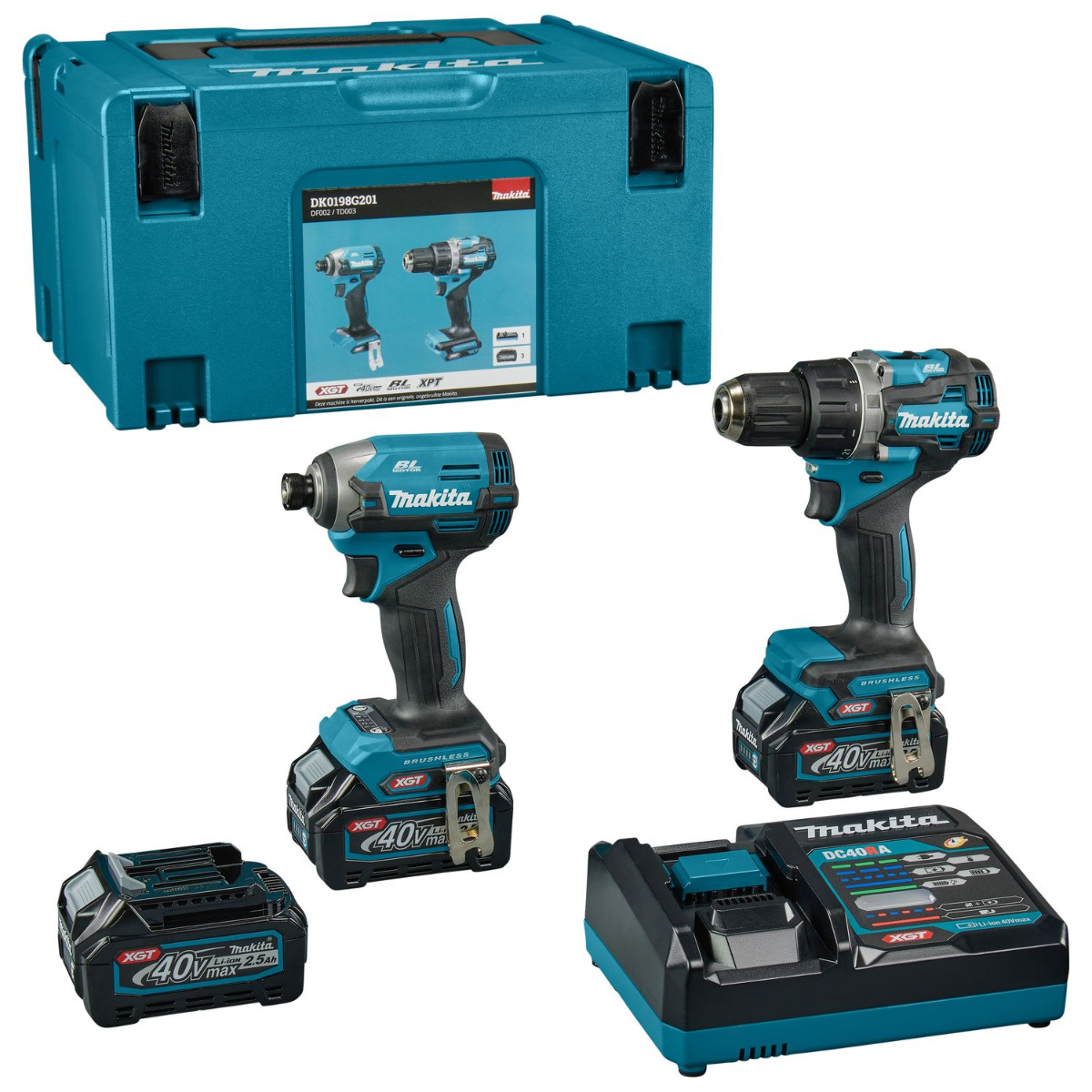 Makita DK0198G201 Accu combiset 2-delig (DF002G + TD003G) XGT 40V Max 2.5Ah in Mbox afbeelding 1
