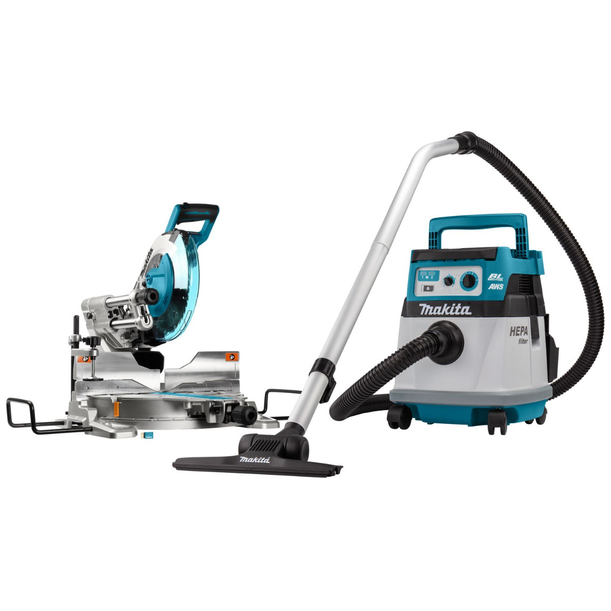 Makita DLX2379UX1 Accu Combiset DLS111 & DVC157 AWS 2x18V Basic Body afbeelding 1