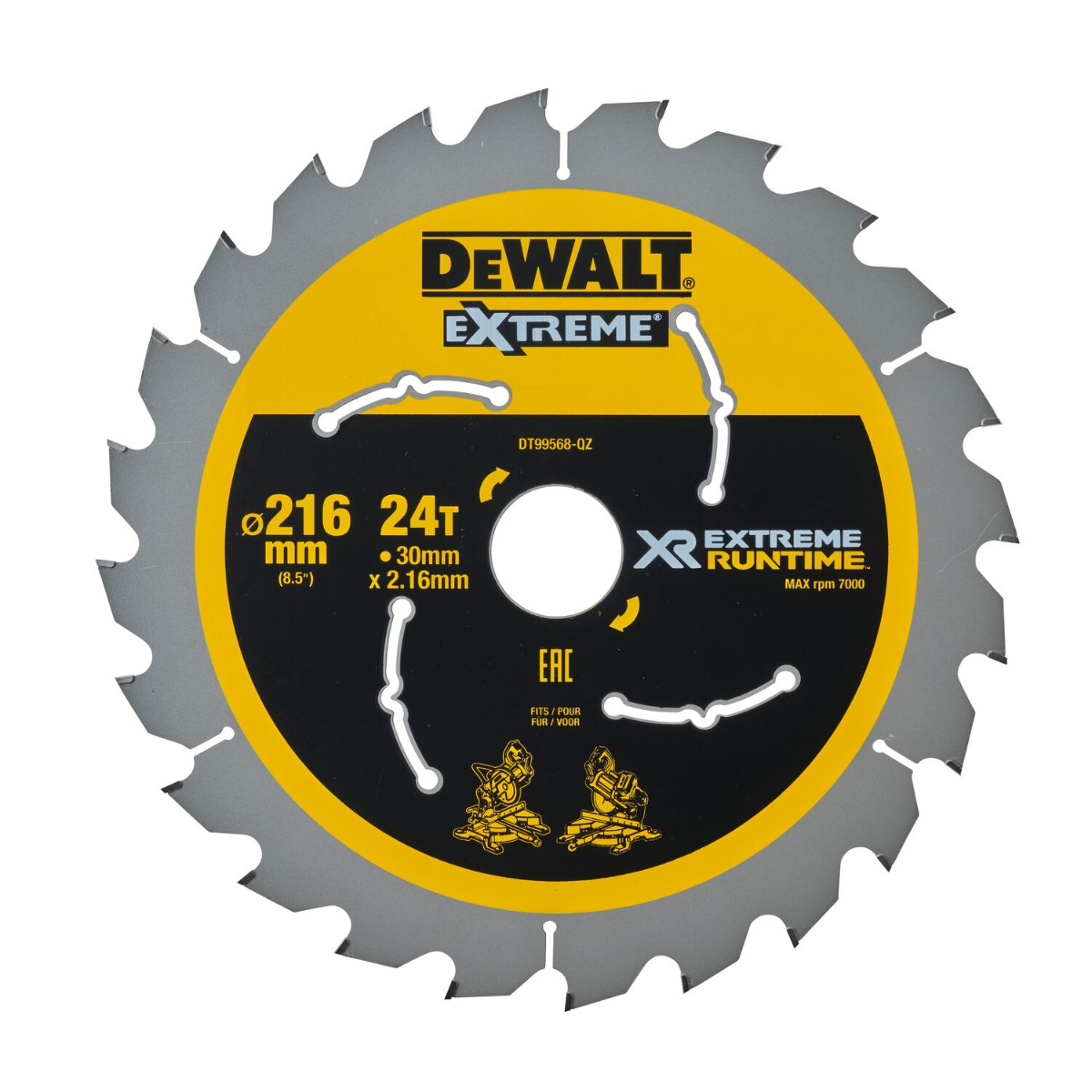 DeWALT Cirkelzaagblad voor Hout | Extreme Runtime | Ø 216mm Asgat 30mm 24T - DT99568-QZ afbeelding 1