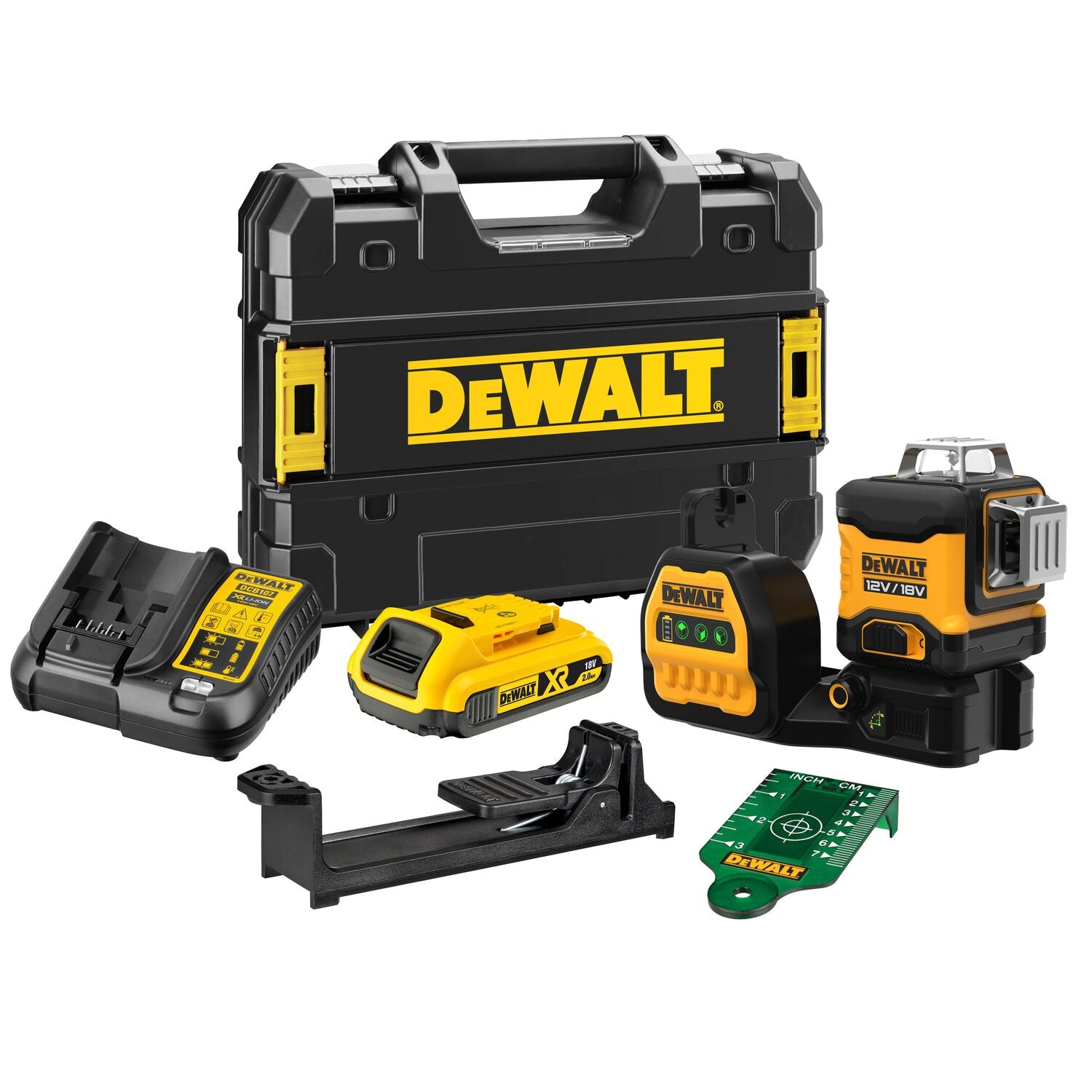 DeWALT DCE089D1G18 Accu kruislijnlaser groen 3x360° 12V/18V XR 2.0Ah in TSTAK afbeelding 1