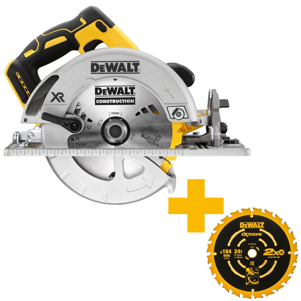 DeWALT DCS572N Accu cirkelzaag 184mm 18V XR Basic Body