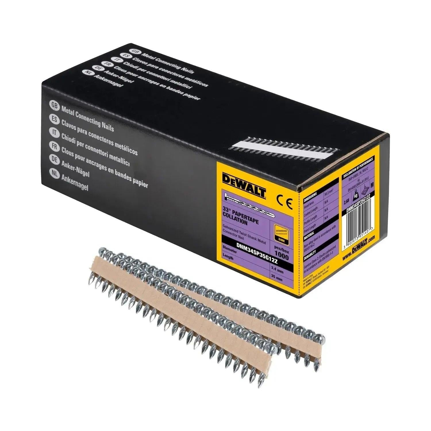 DeWALT DNM34SP35G12Z GAL Constructienagels 3.4-35mm Spiraal G12 VE=2000 afbeelding 1