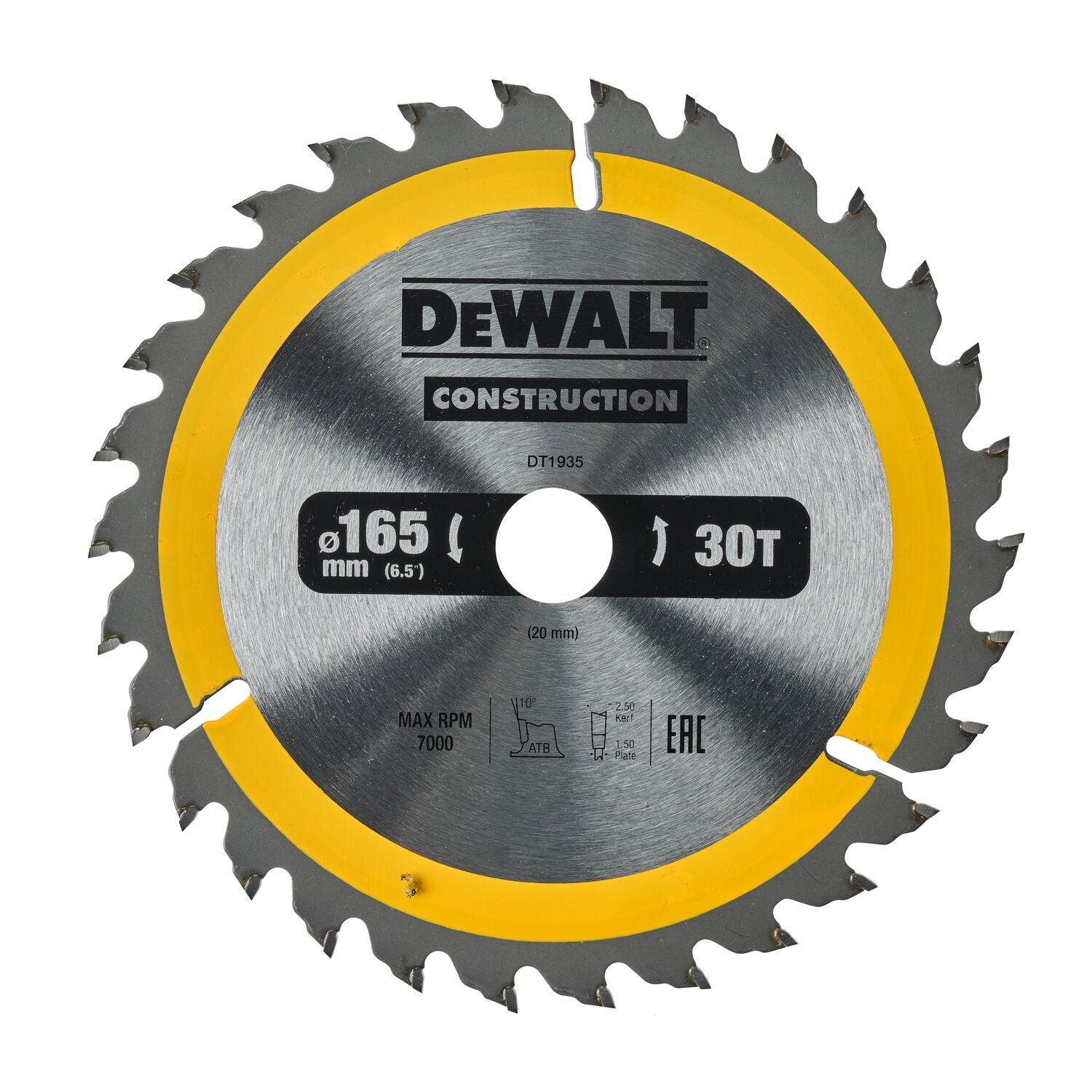 DeWALT Cirkelzaagblad voor Hout | Construction | Ø 165mm Asgat 20mm 30T - DT1935-QZ