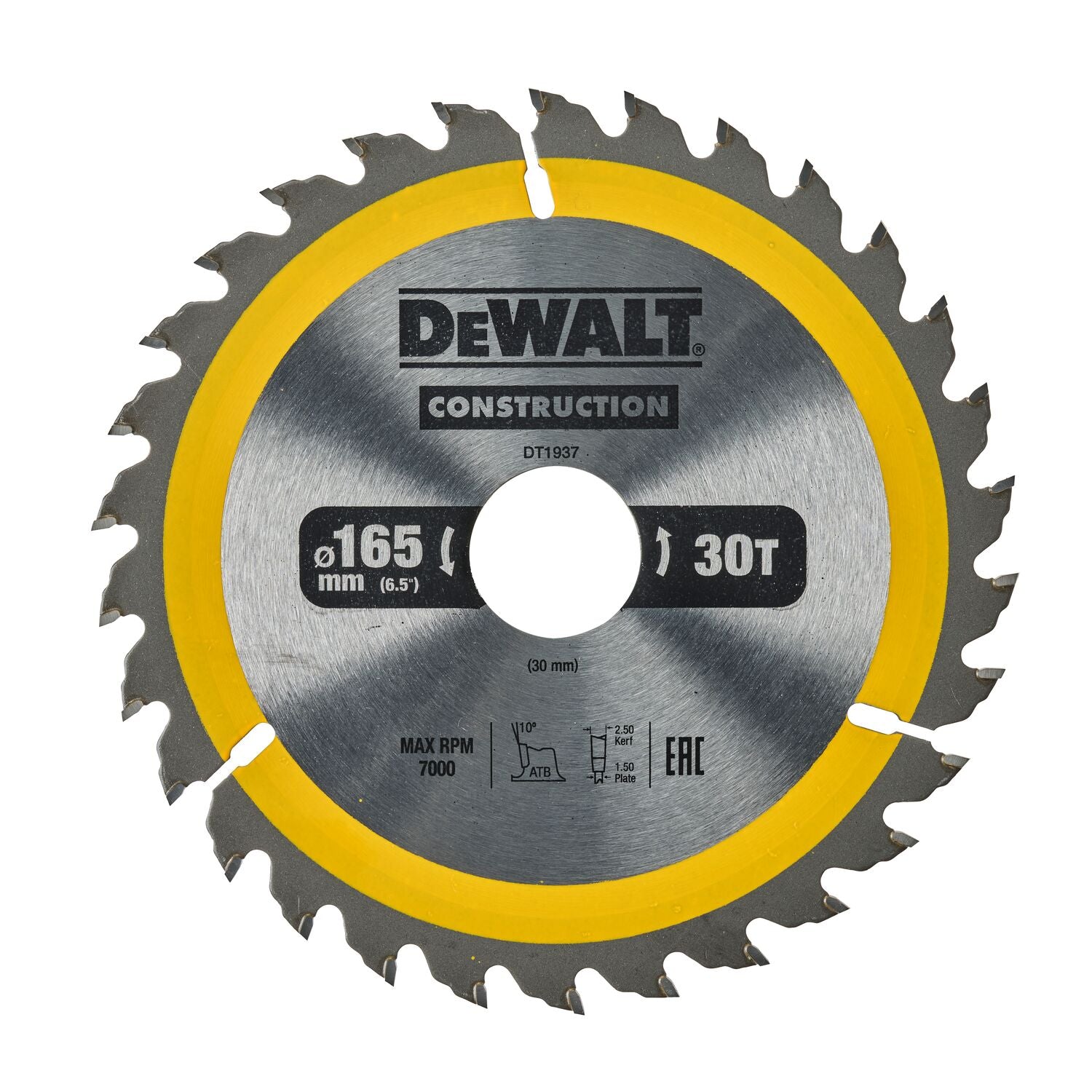 DeWALT Cirkelzaagblad voor Hout | Construction | Ø 165mm Asgat 30mm 30T - DT1937-QZ
