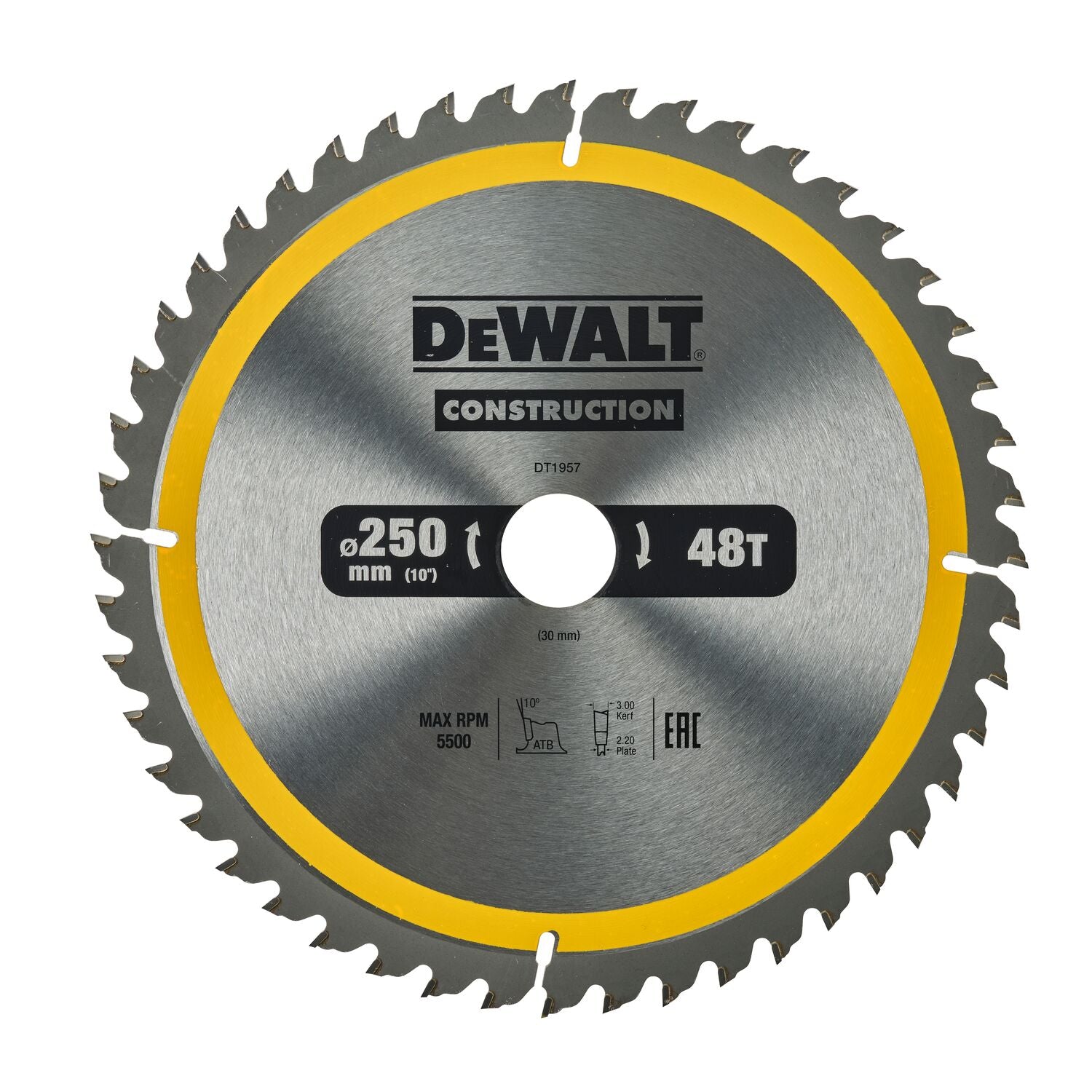 DeWALT Cirkelzaagblad voor Hout | Construction | Ø 250mm Asgat 30mm 48T - DT1957-QZ