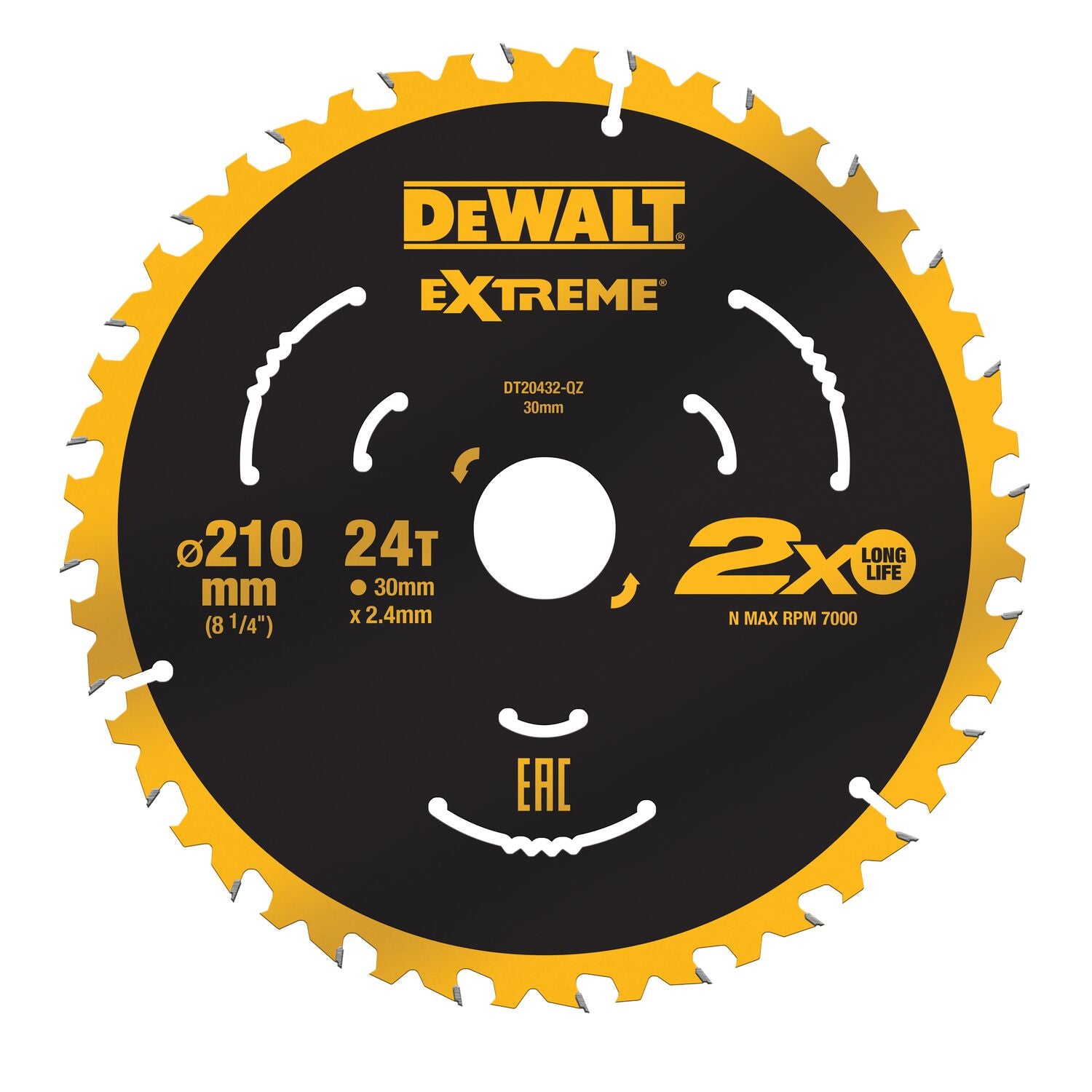 DeWALT Cirkelzaagblad voor Hout | Universeel | Ø 210mm Asgat 30mm 24T - DT20432-QZ