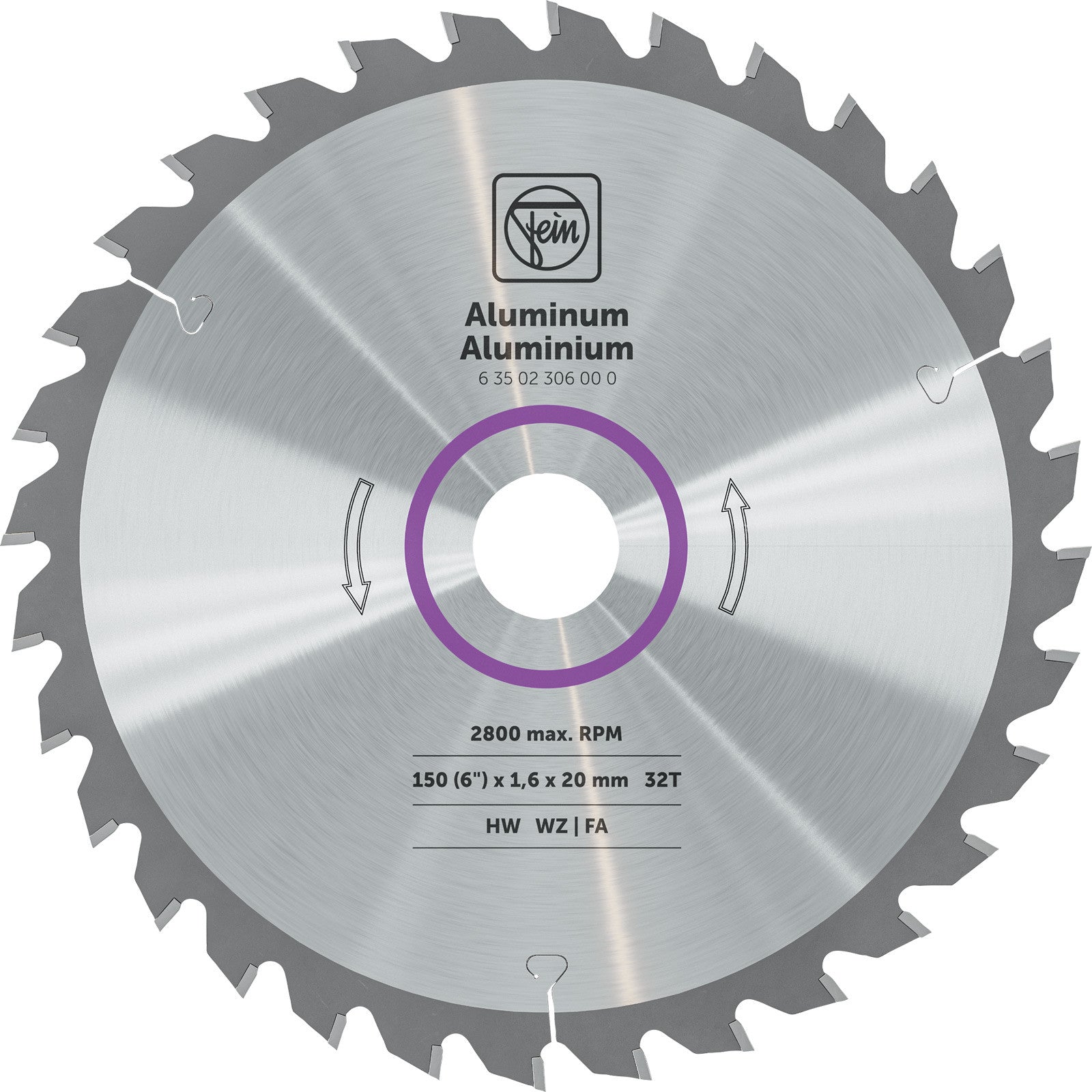 Fein Cirkelzaagblad voor Aluminium & Non-ferro | Premium | Ø 150mm Asgat 20mm 32T - 63502306000