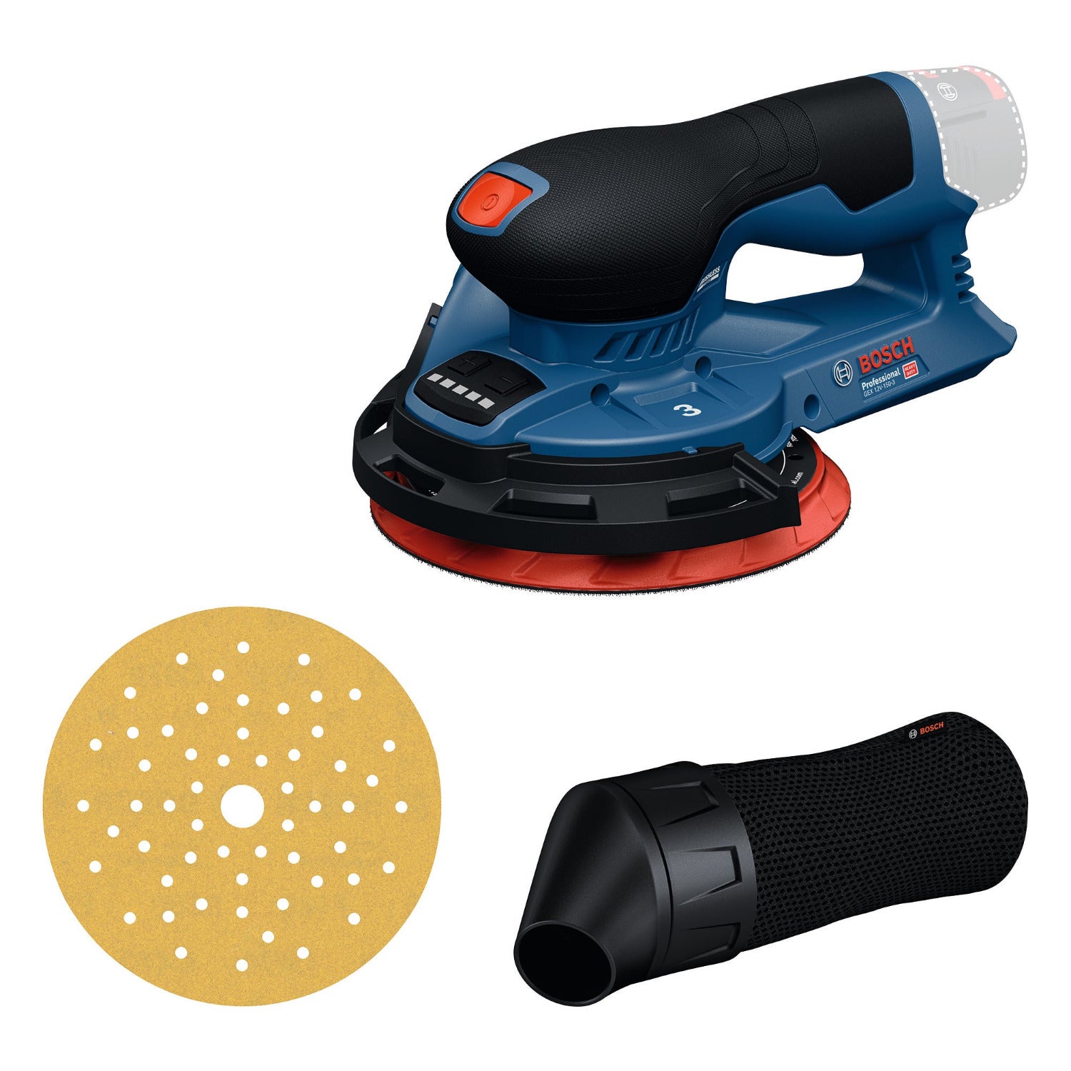 Bosch Professional GEX 12V-150-3 Accu excenterschuurmachine 12V Basic Body - 0601373300