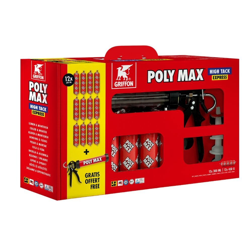 Griffon Poly Max® High Tack Express montagelijm starterkit (12x 300ml) - 7005359